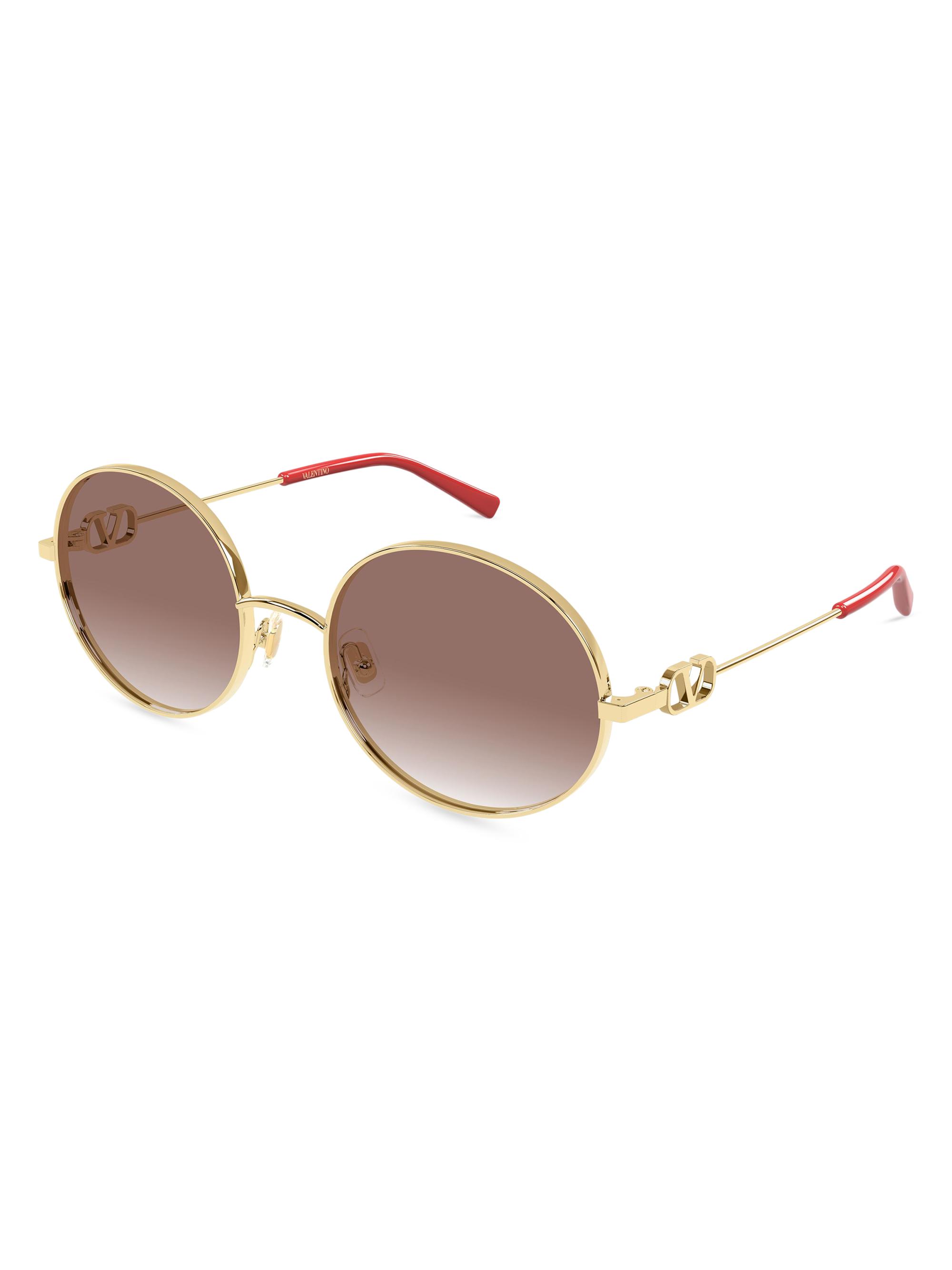 Valentino Women's 20MM VLogo Round Sunglasses - Gold Brown