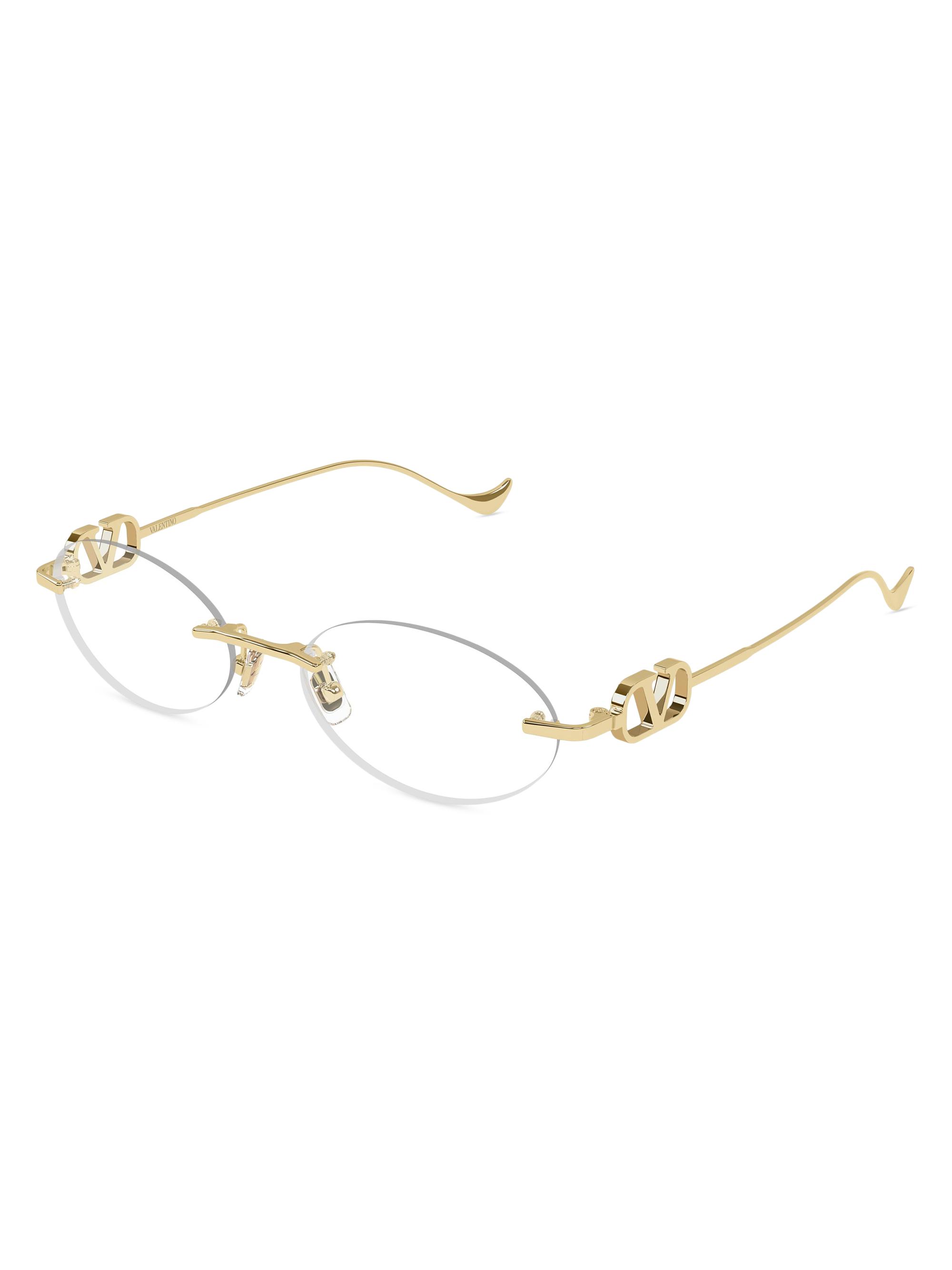 Valentino Women's Bejewelled 53MM Oval Glasses - Gold Clear