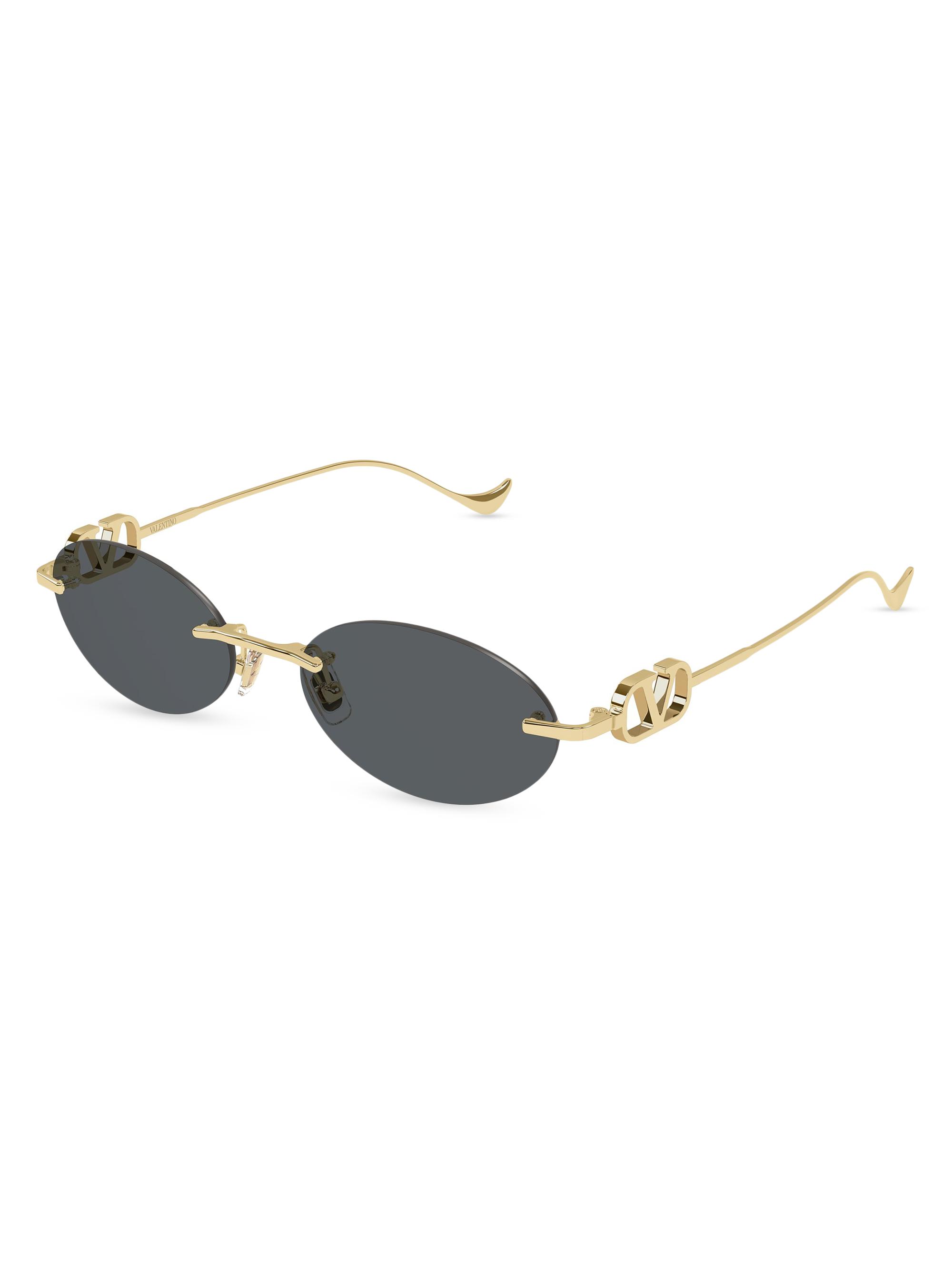 Valentino Women's Bejewelled 53MM Oval Sunglasses - Gold Grey