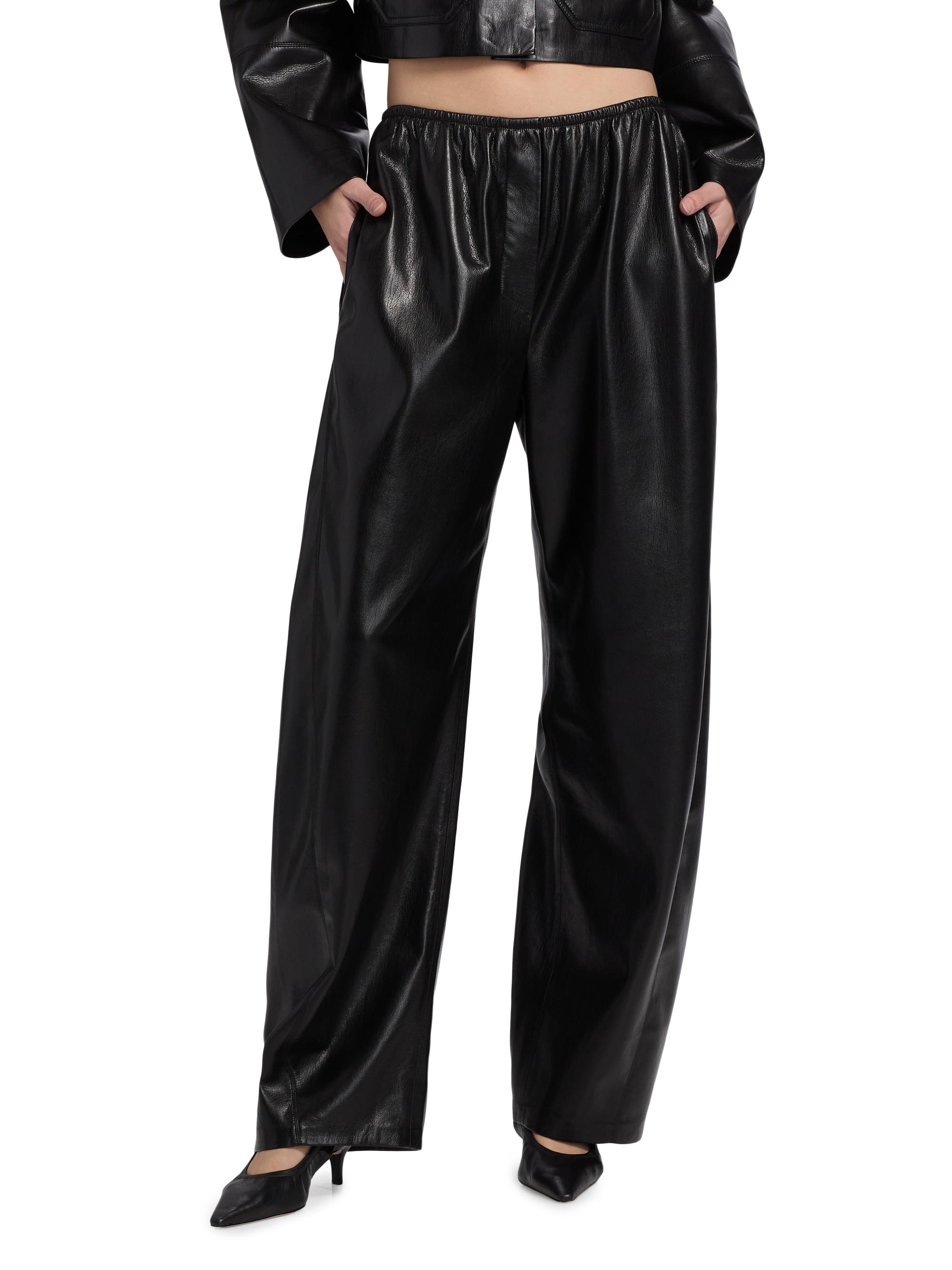 Nanushka Reflections Zoela Faux-Leather Barrel-Leg Pants | Saks