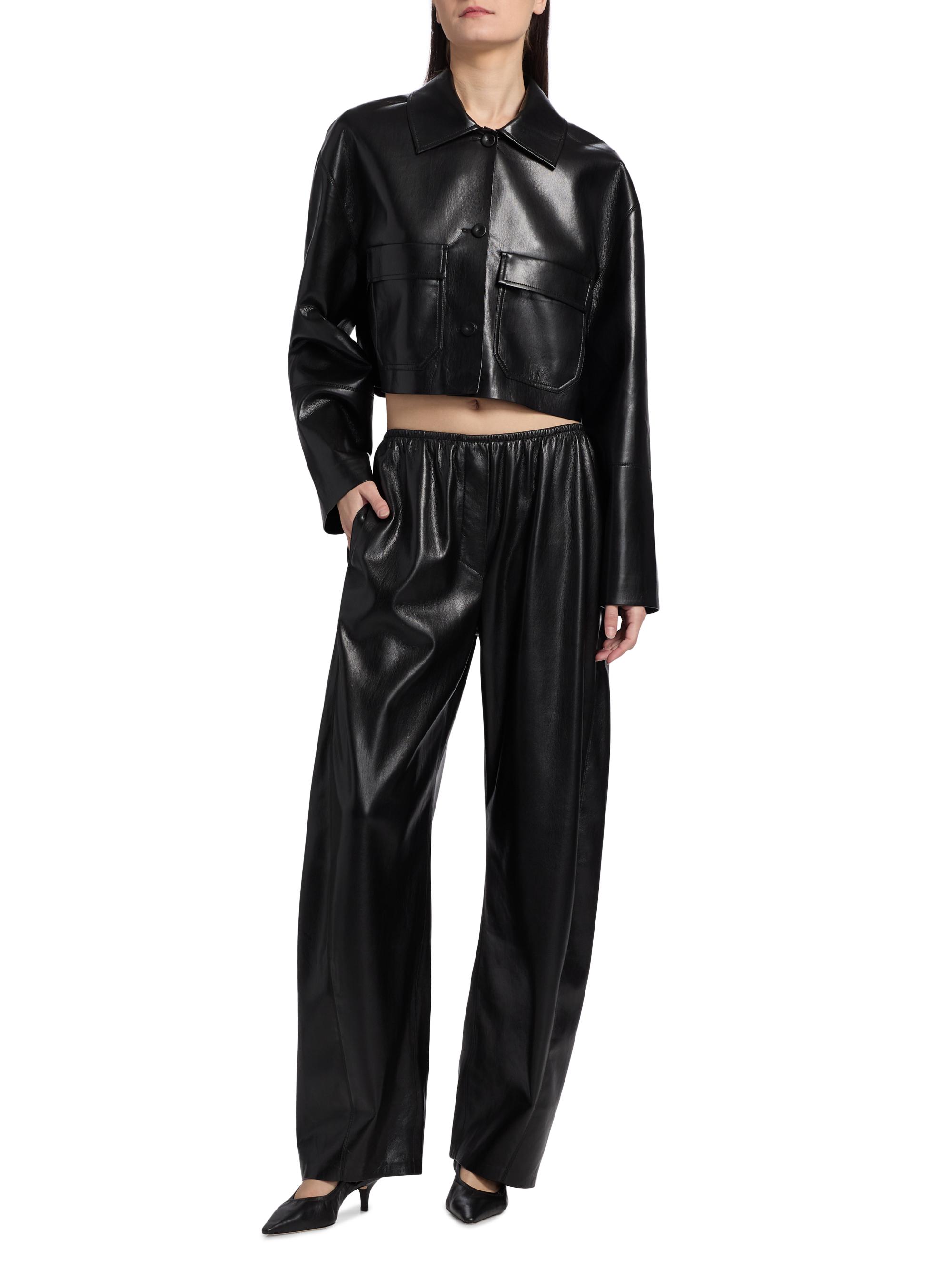 さら Nanushka Reflections Zoela Faux-Leather Barrel-Leg Pants | Saks