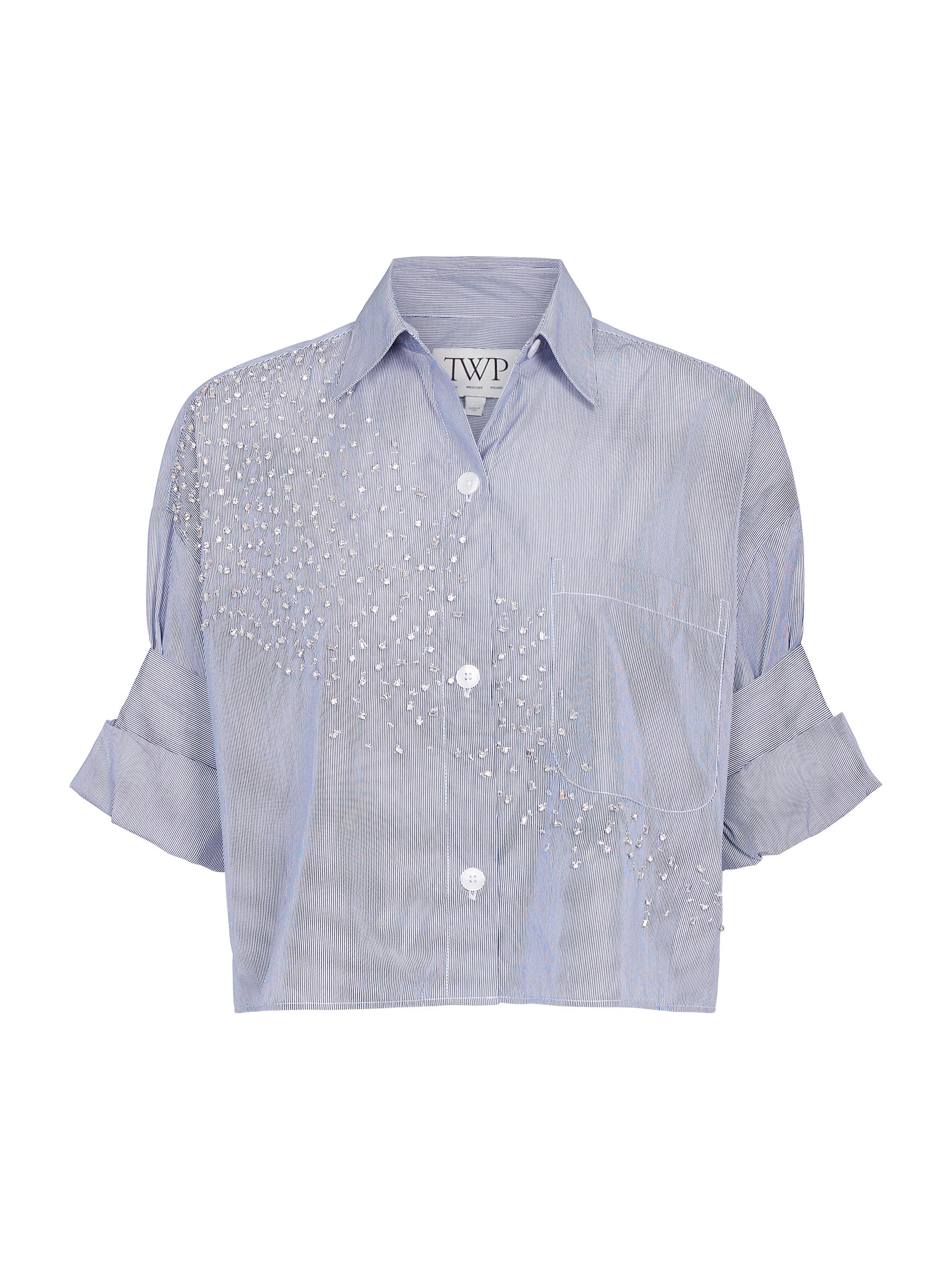 TWP Women's Next Ex Embellished Crop Shirt - White Midnight