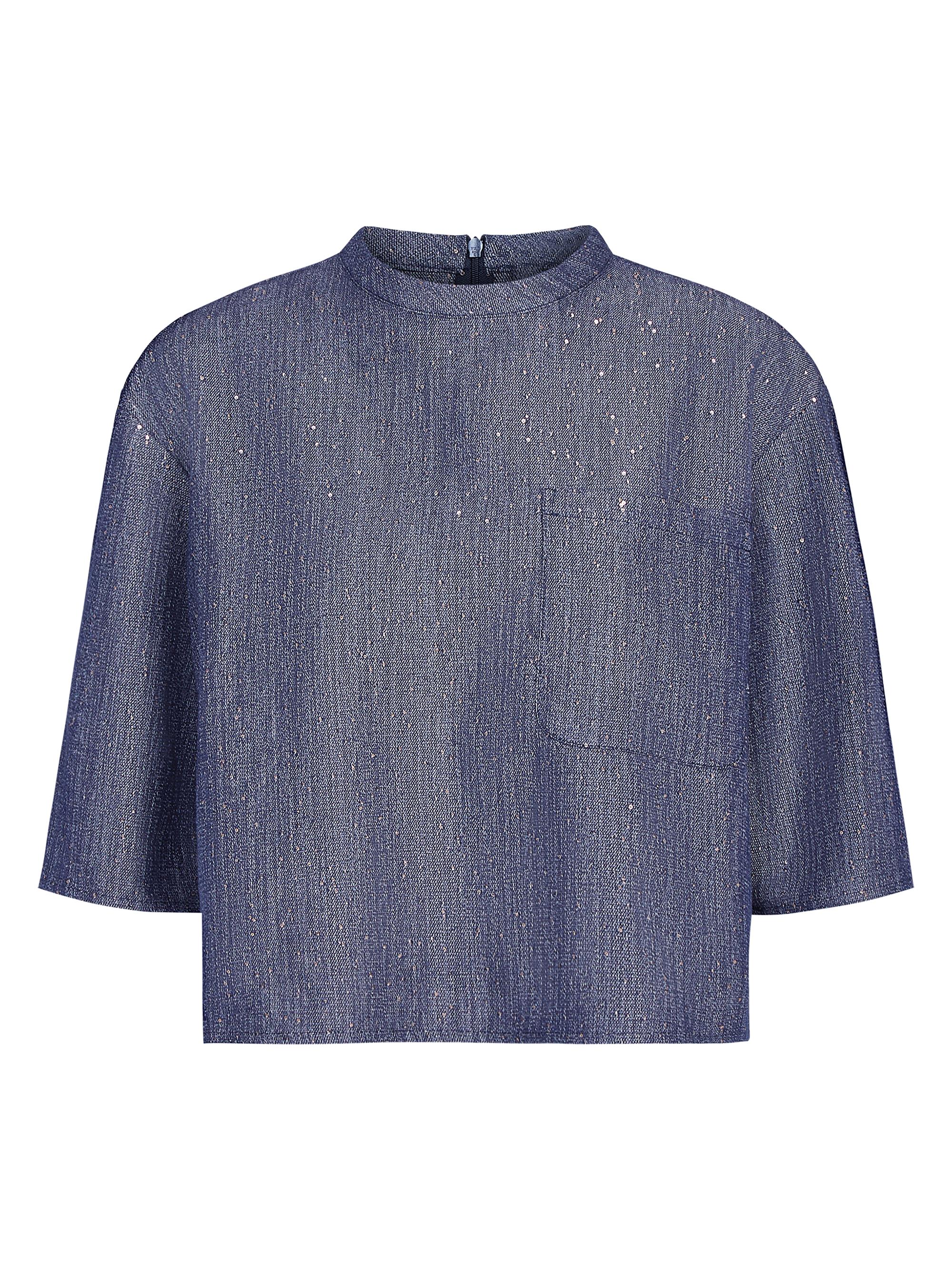 TWP Women's Ex T Sequined Short-Sleeve Top Indigo Gold