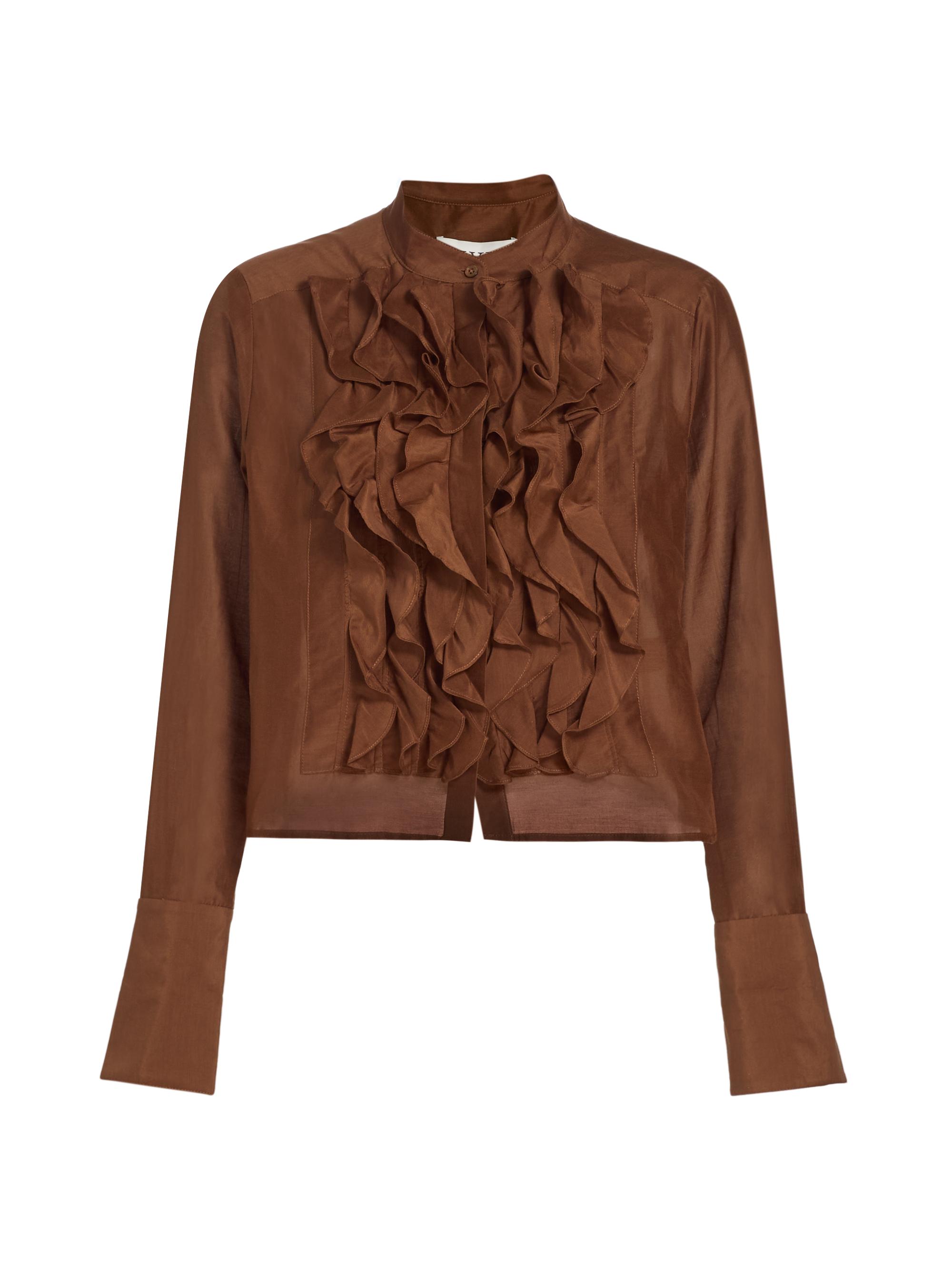 TWP Women's Patti Cotton-Silk Ruffle Blouse - Emperador