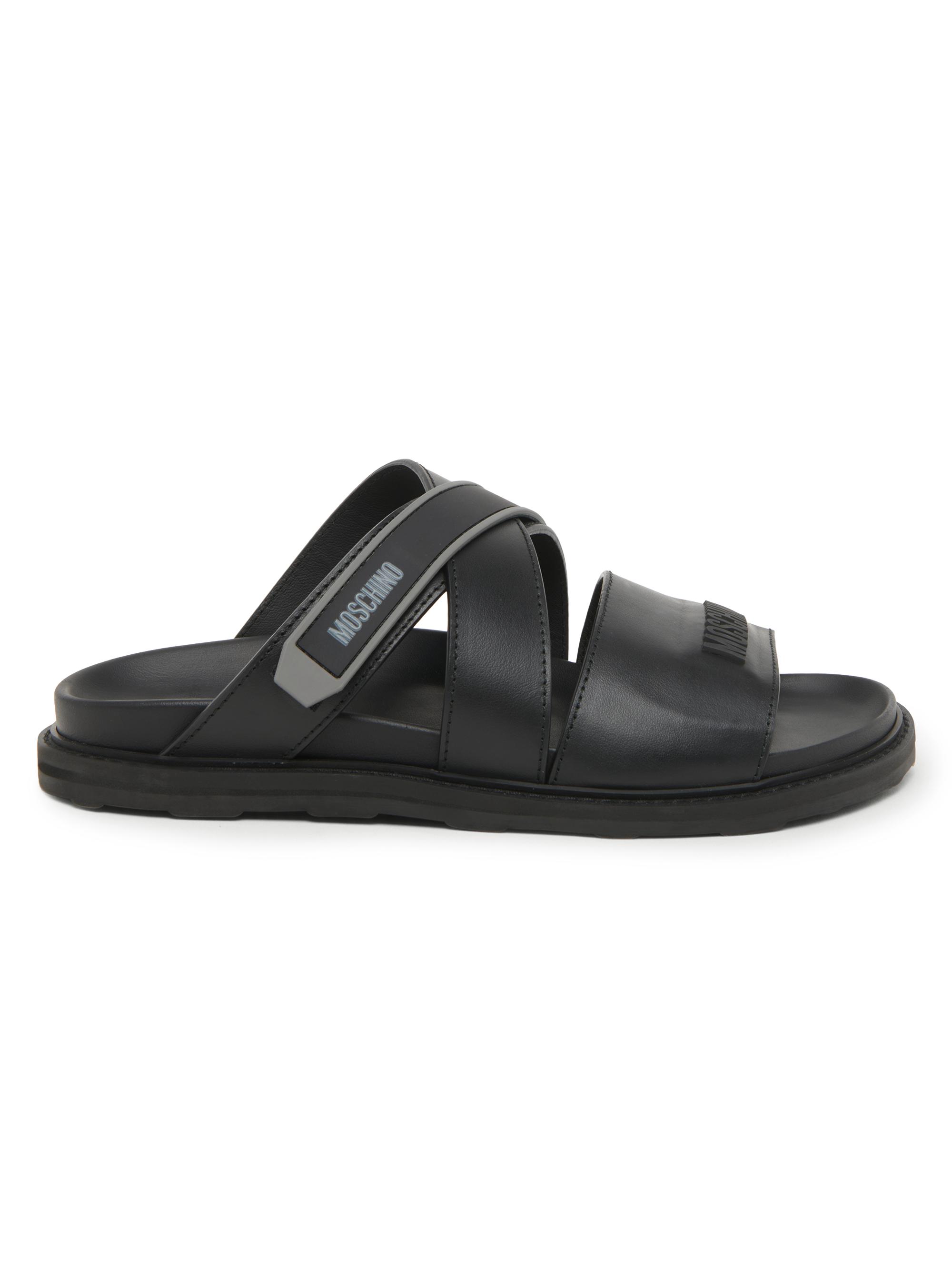 Moschino Men's Leather Open-Toe Mules - Black
