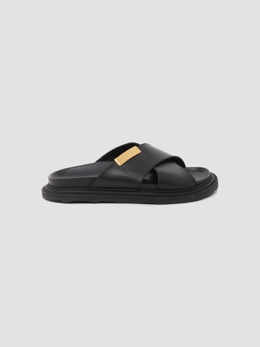Moschino Logo Leather Crisscross Sandals | Saks Fifth Avenue