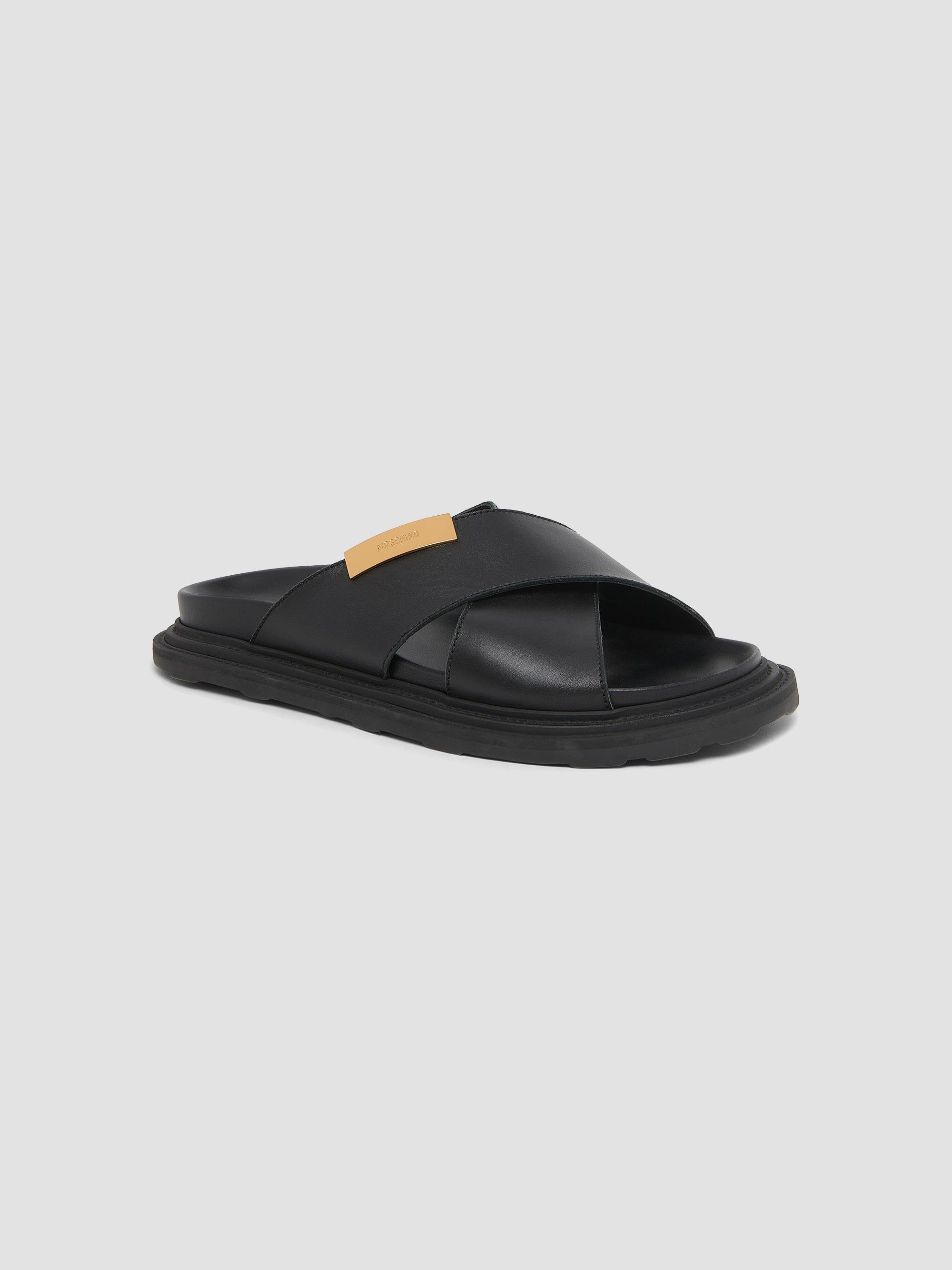 Moschino Logo Leather Crisscross Sandals | Saks Fifth Avenue