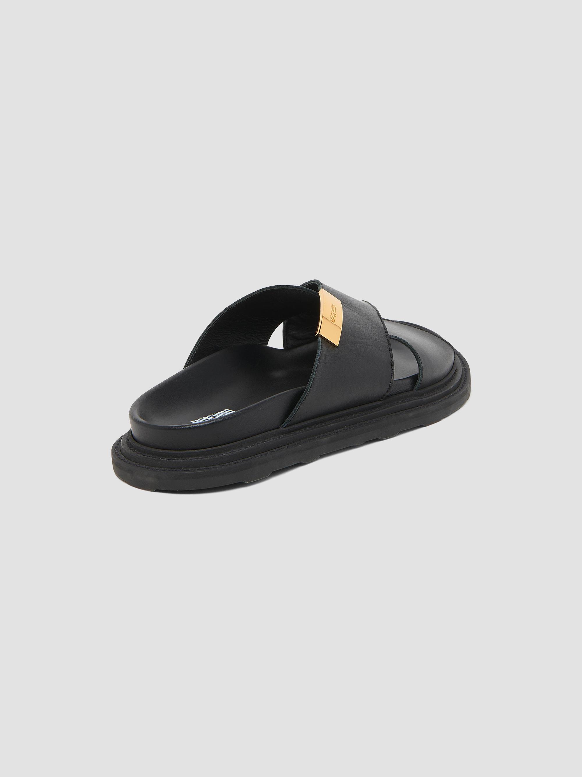Moschino Logo Leather Crisscross Sandals | Saks Fifth Avenue