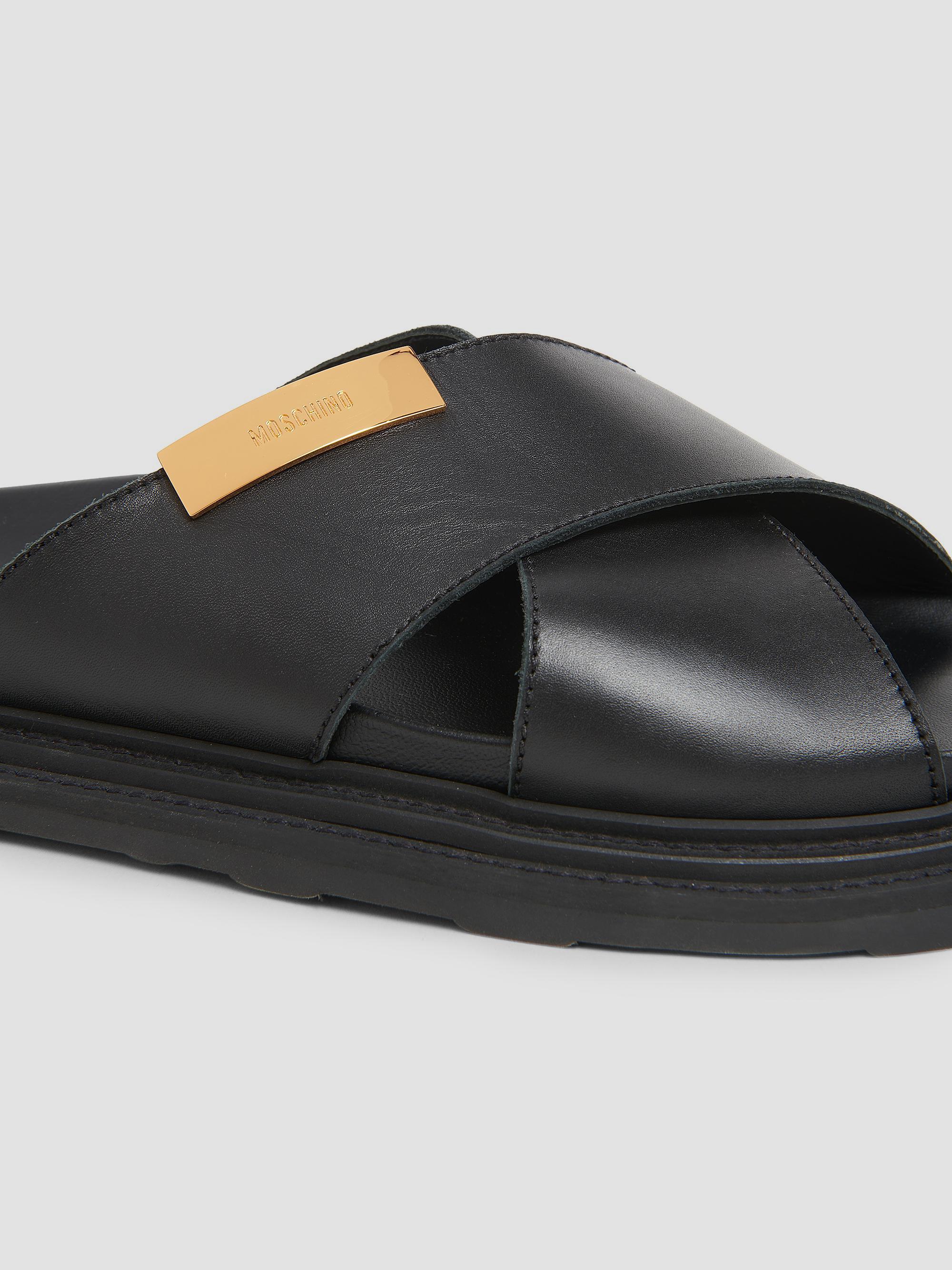 Moschino Logo Leather Crisscross Sandals | Saks Fifth Avenue