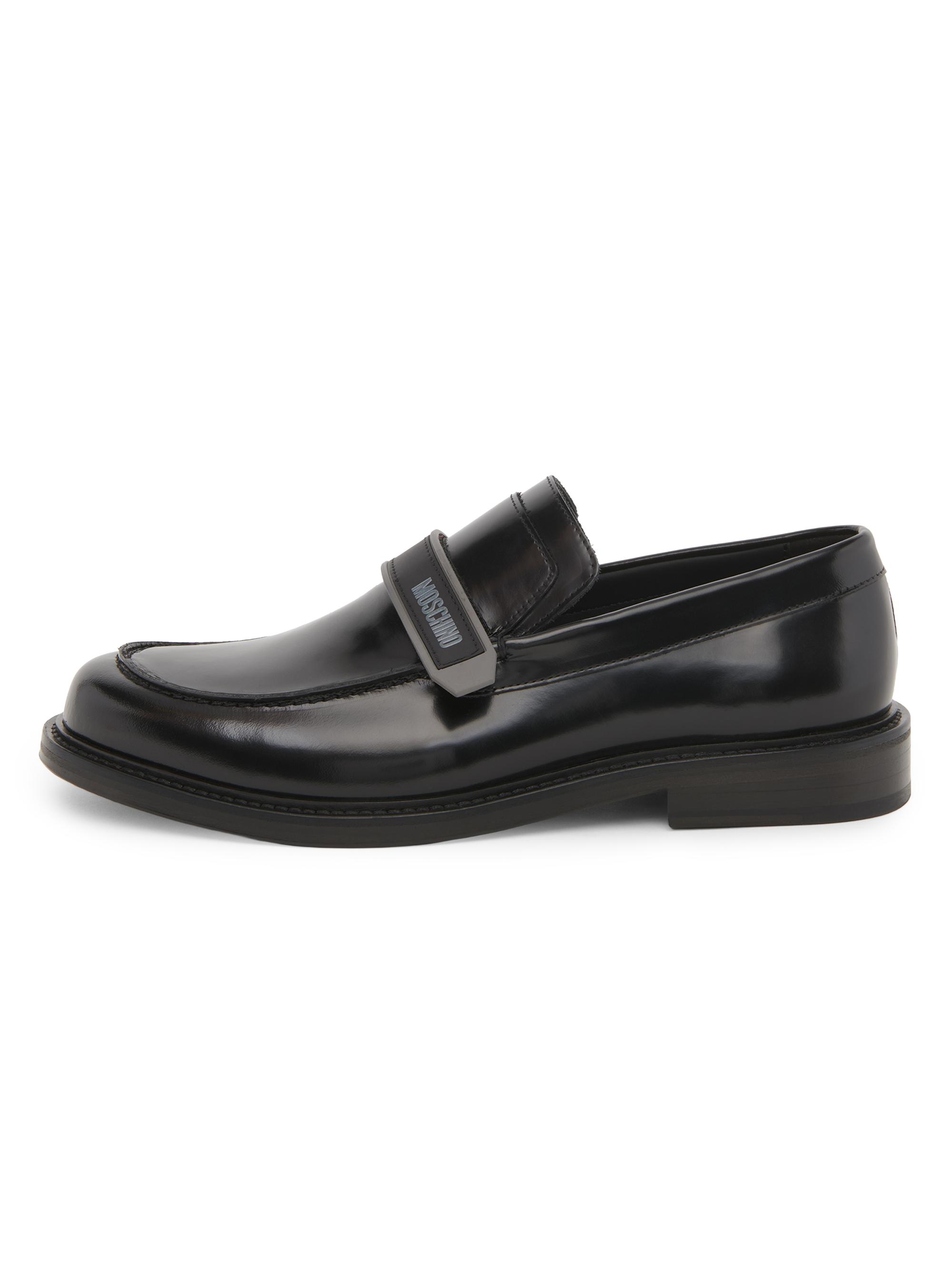 Moschino Men's Logo Leather Slip-On Loafers - Black