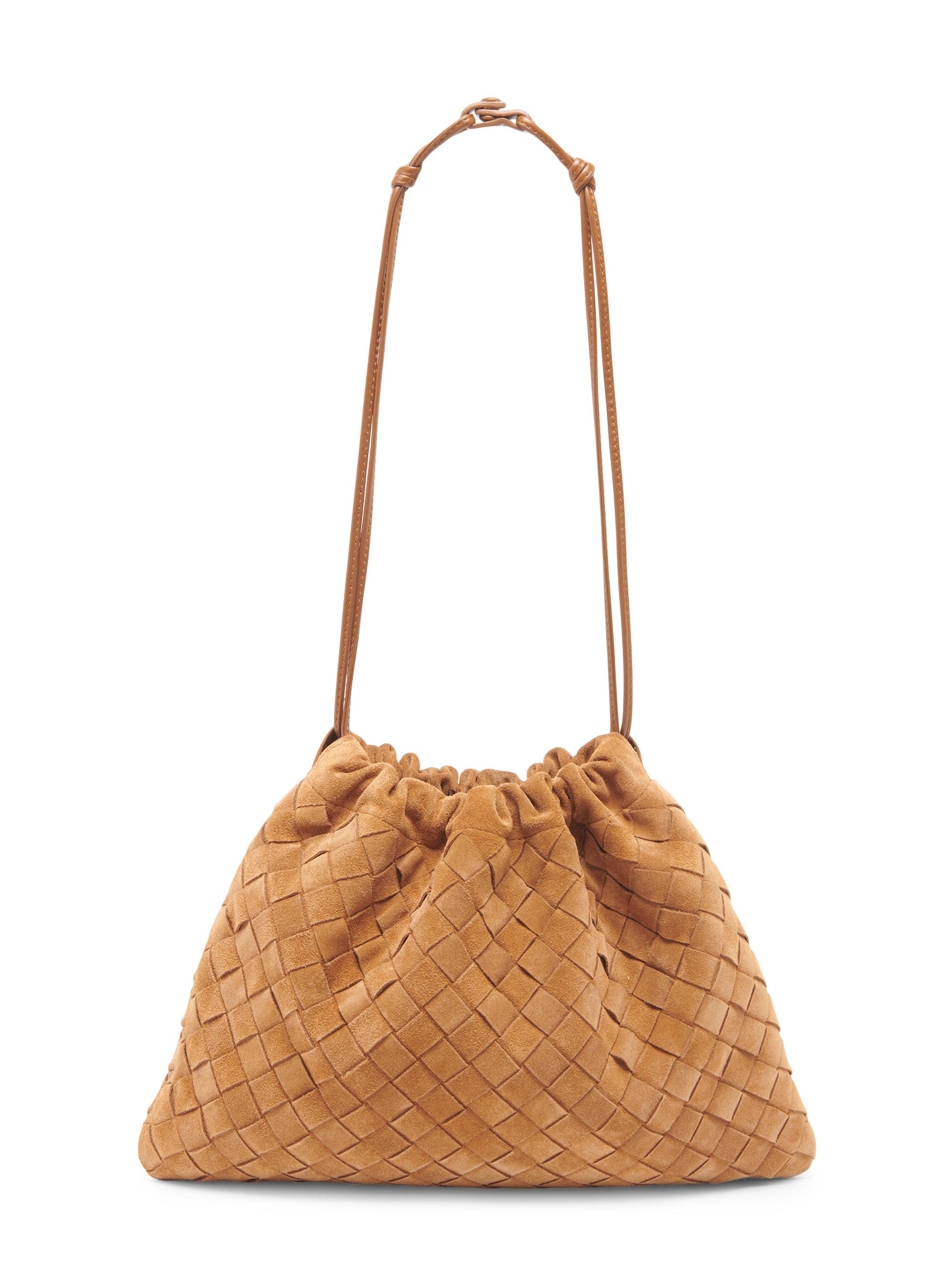 Bottega Veneta Women's  Dustbag Intrecciato Suede Shoulder Bag - Amber Gold