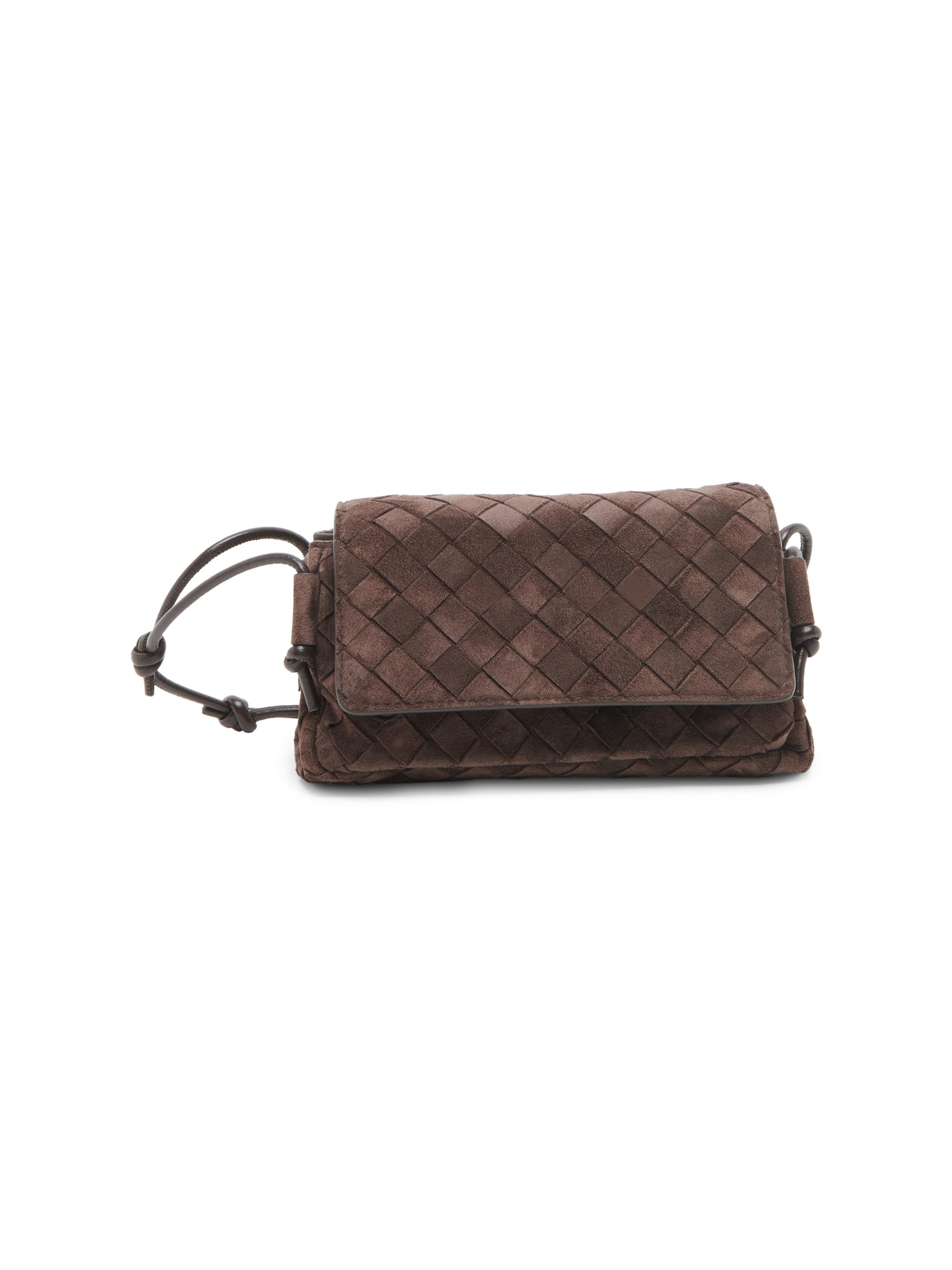 Bottega Veneta Women's Notturno Intrecciato Suede Pouch - Fondant Gold