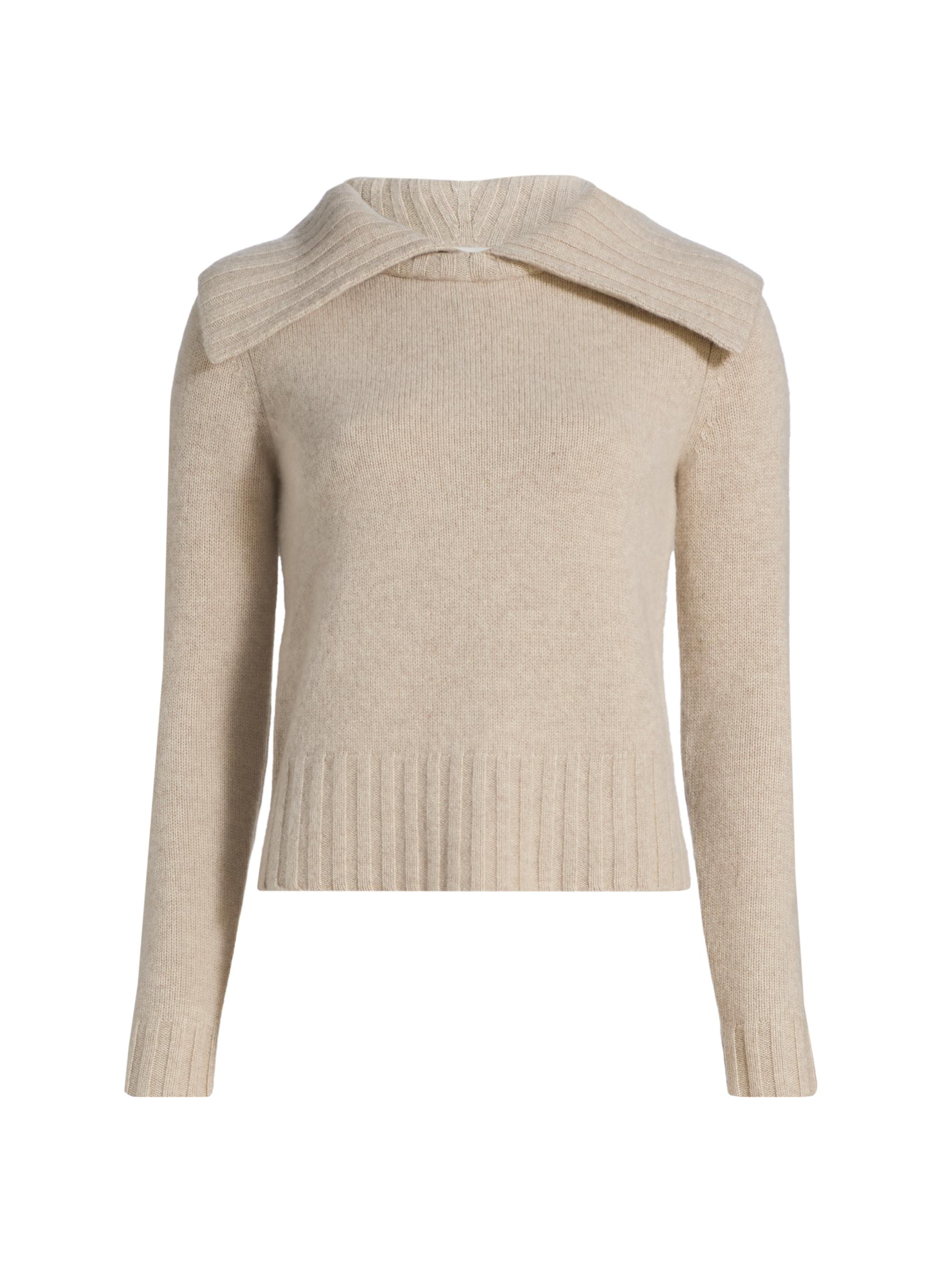 Co Women's Wide Ribbed-llared Cashmere Sweater - Beige Melange