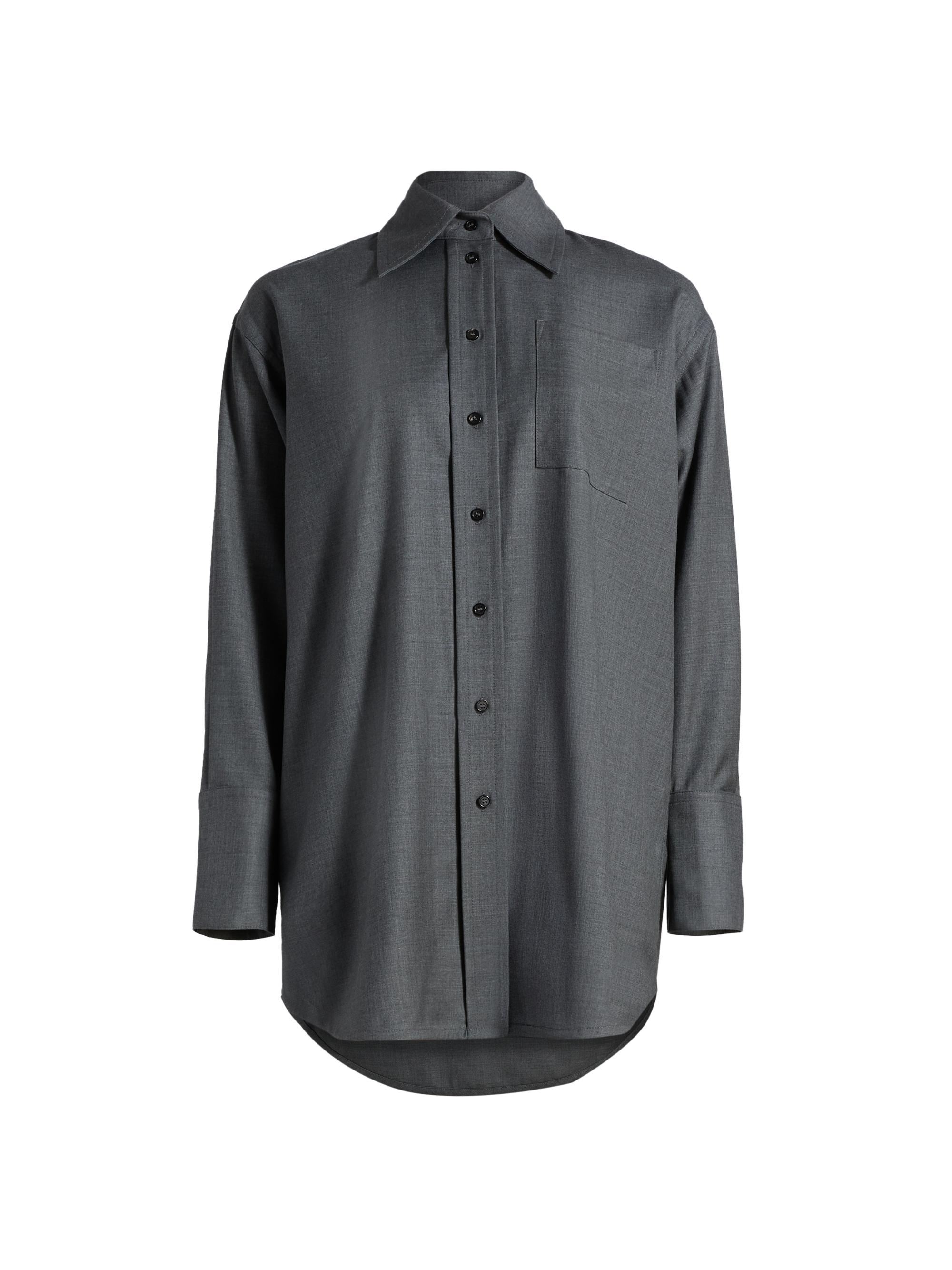 Co Women's Point llar Wool Overshirt - Grey Melange