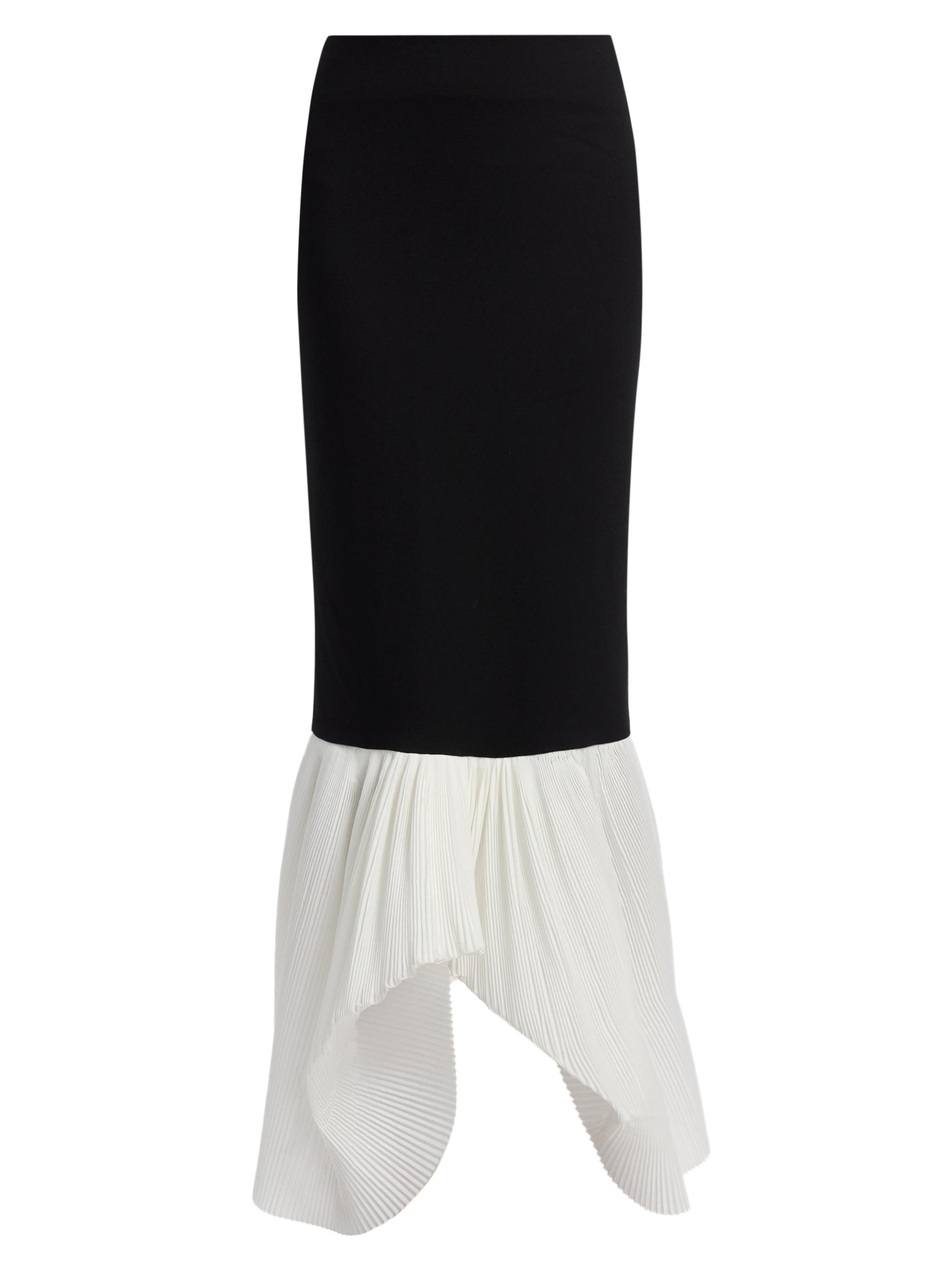 Co Women's Accordion Pleated Peplum Maxi Skirt - Black White