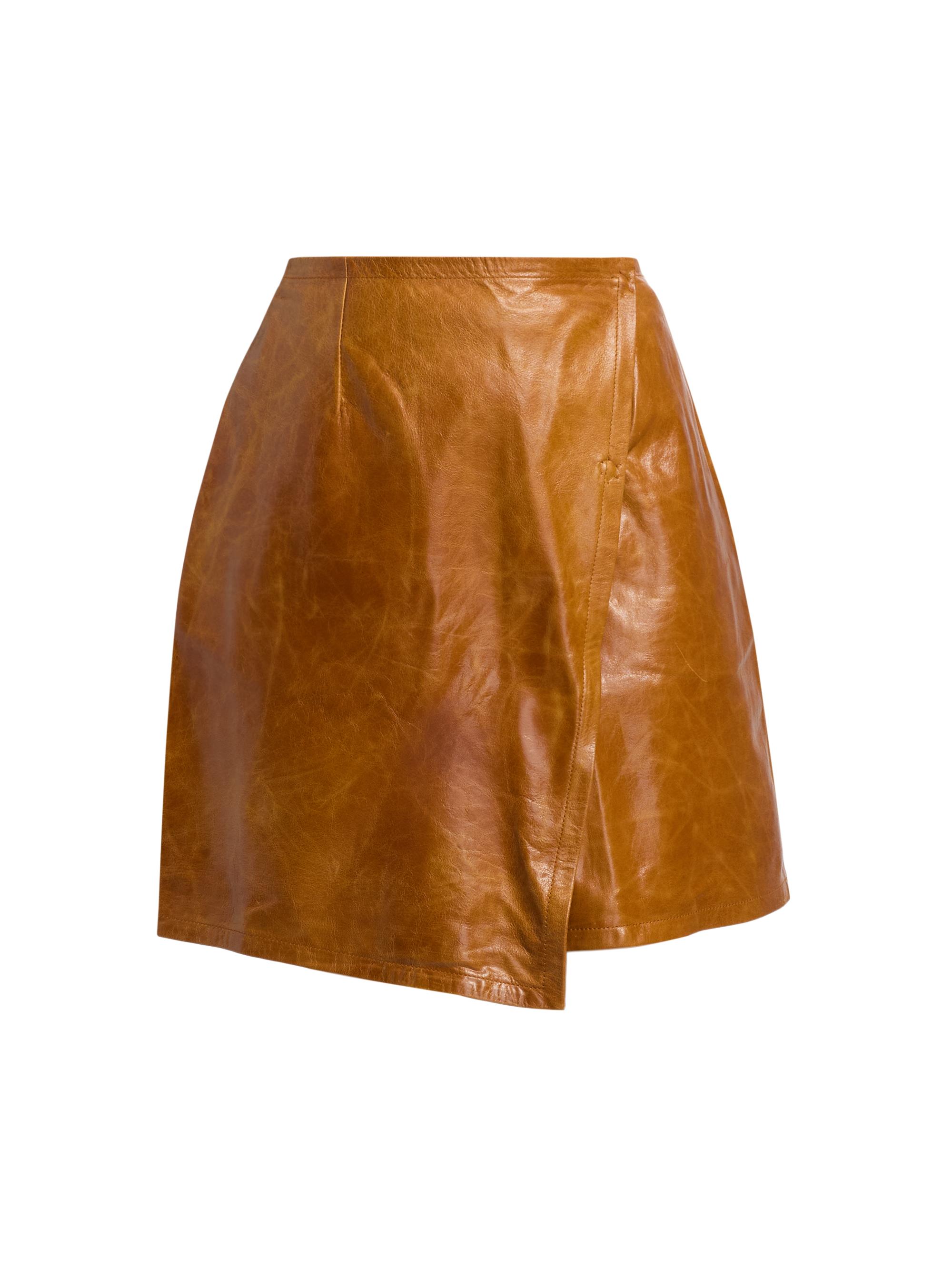 Co Women's Wrap-Style Leather Miniskirt - gnac