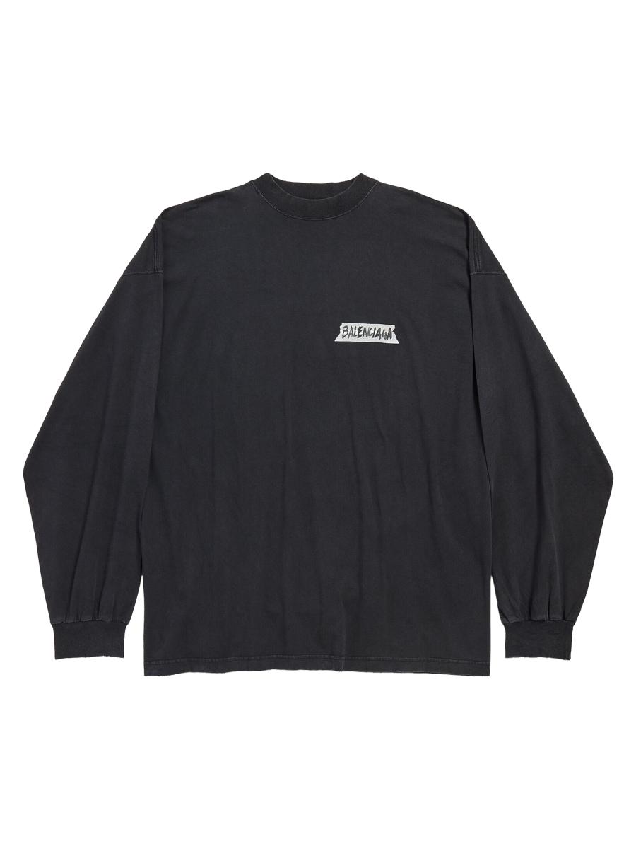 Balenciaga Masking Tape Long Sleeve Large Fit T-Shirt | Saks Fifth