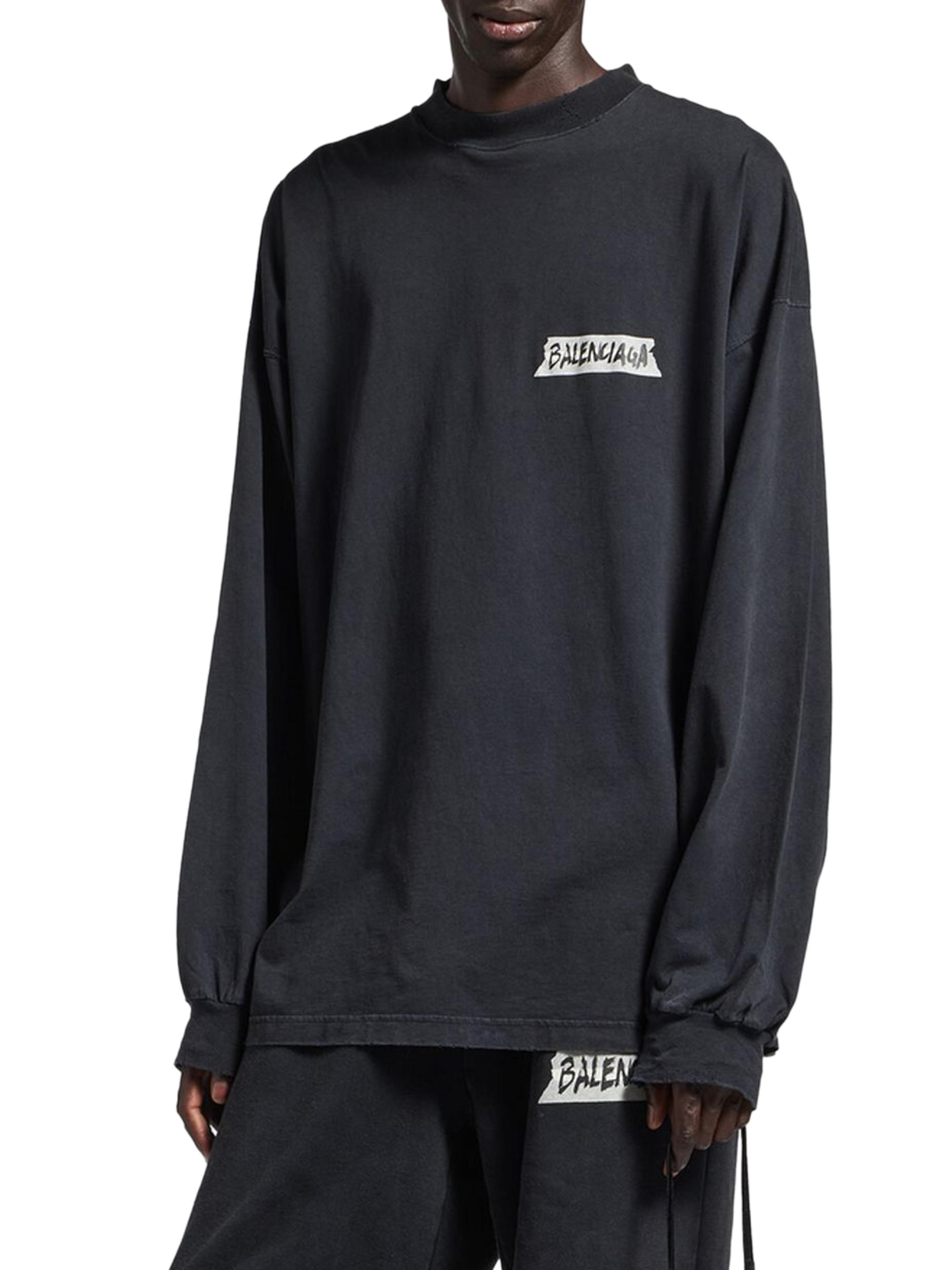 Balenciaga Masking Tape Long Sleeve Large Fit T-Shirt | Saks Fifth