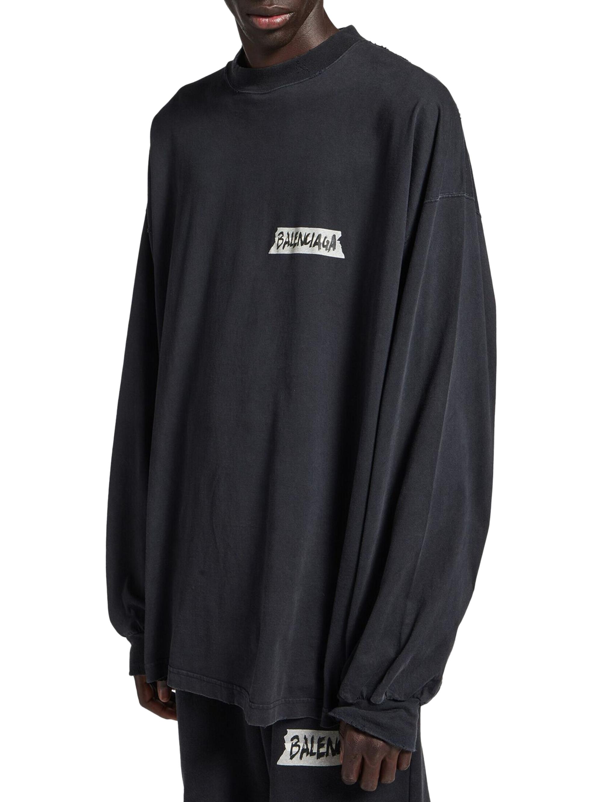Balenciaga Masking Tape Long Sleeve Large Fit T-Shirt | Saks Fifth
