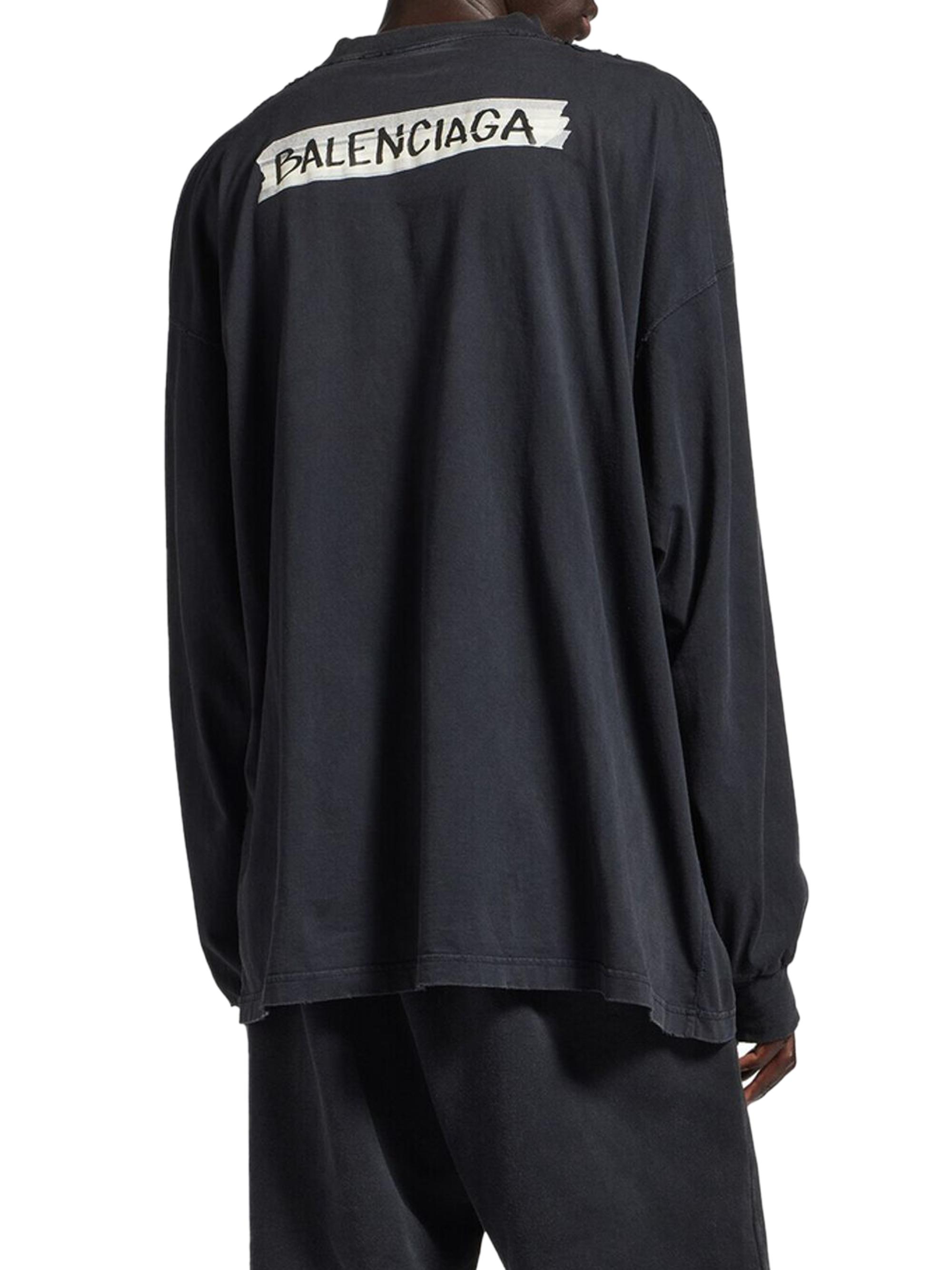 Balenciaga Masking Tape Long Sleeve Large Fit T-Shirt | Saks Fifth