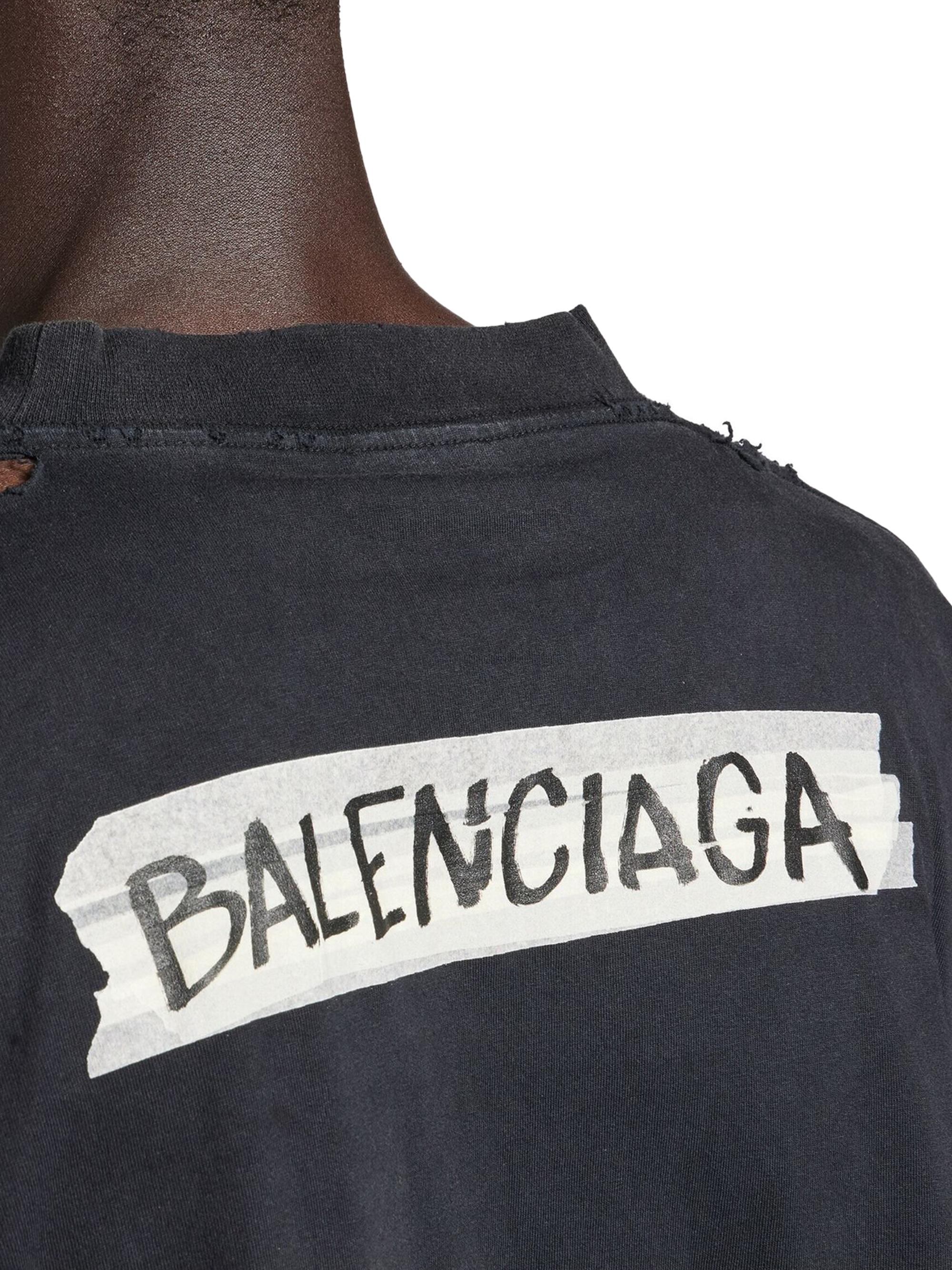 Balenciaga Masking Tape Long Sleeve Large Fit T-Shirt | Saks Fifth