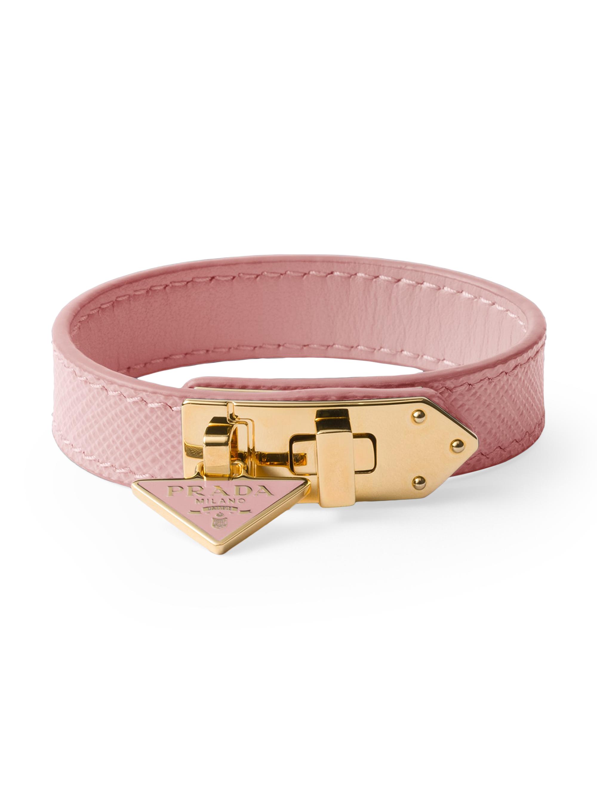 Prada Women's Saffiano Leather Bracelet - Peach