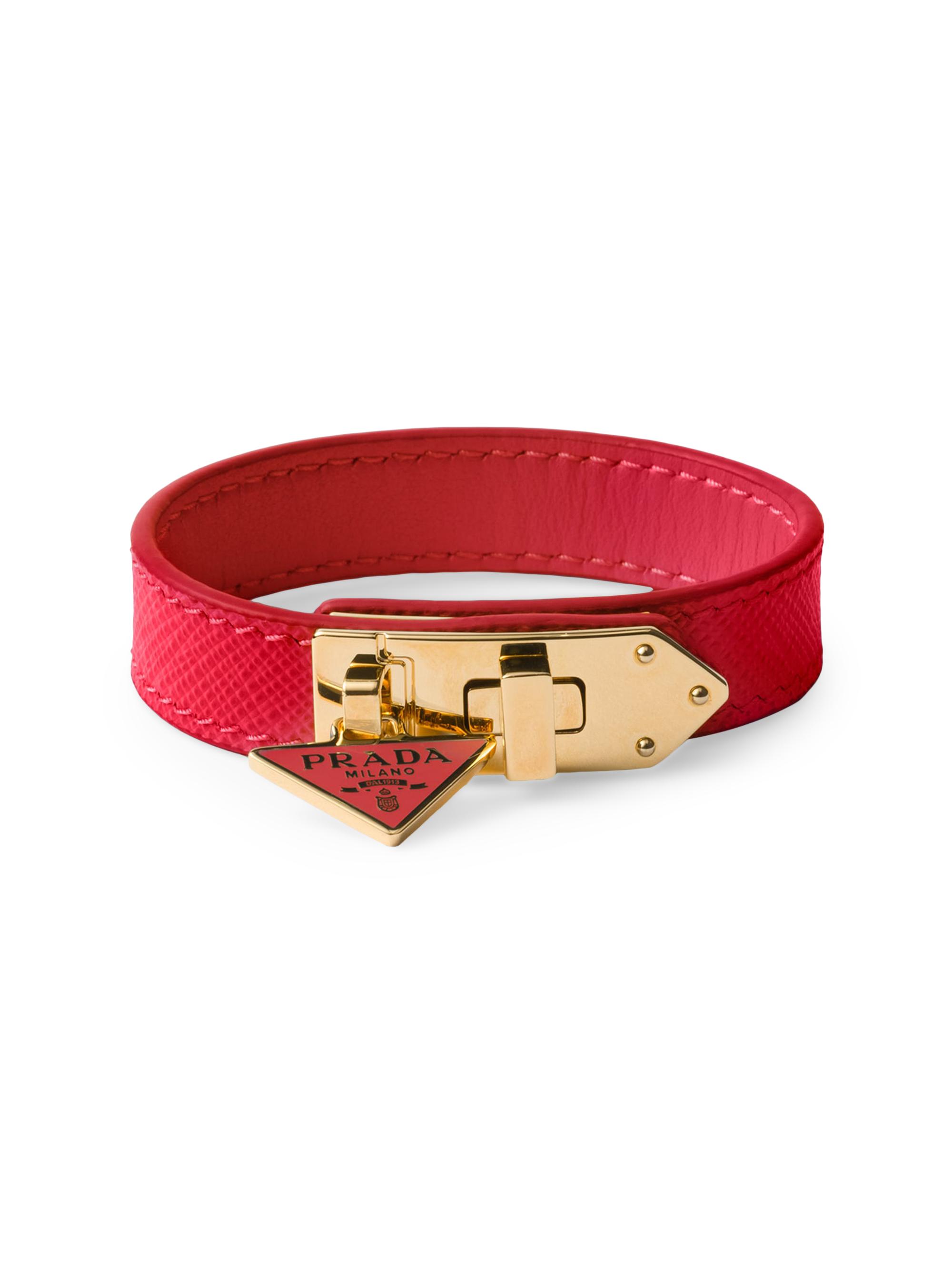 Prada Women's Saffiano Leather Bracelet - Red
