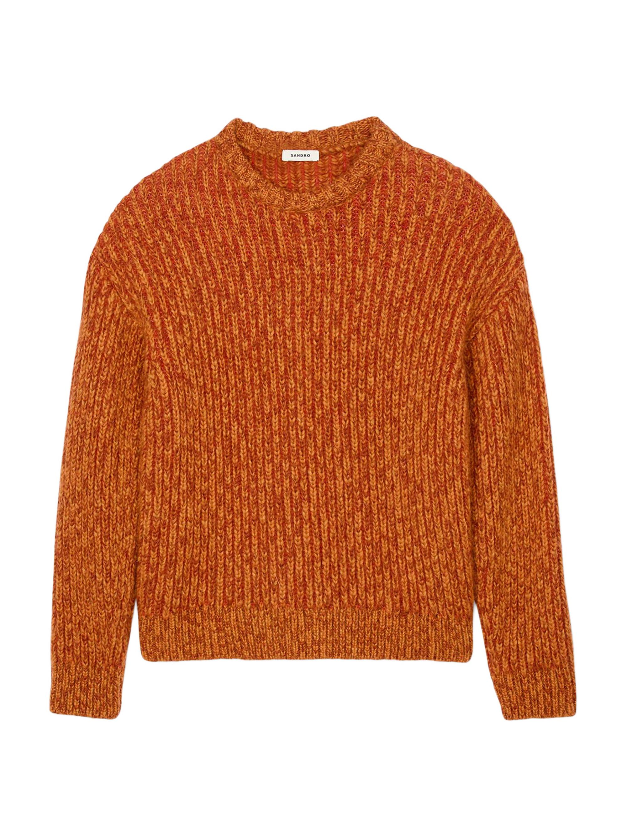 Sandro Men's Round Neck Long-Sleeve Sweater - Rust