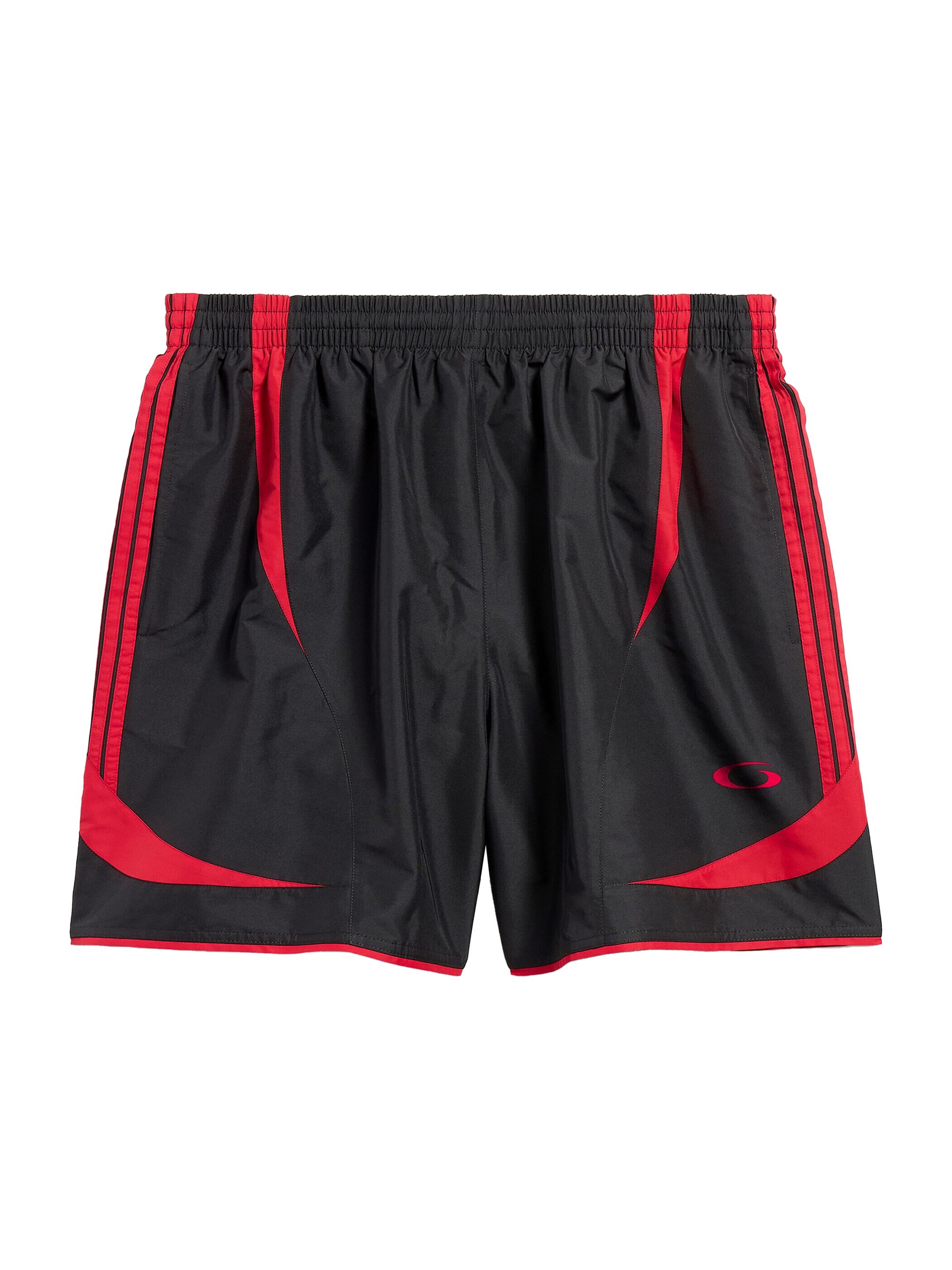 Balenciaga Men's Soccer Swim Shorts - Black Red