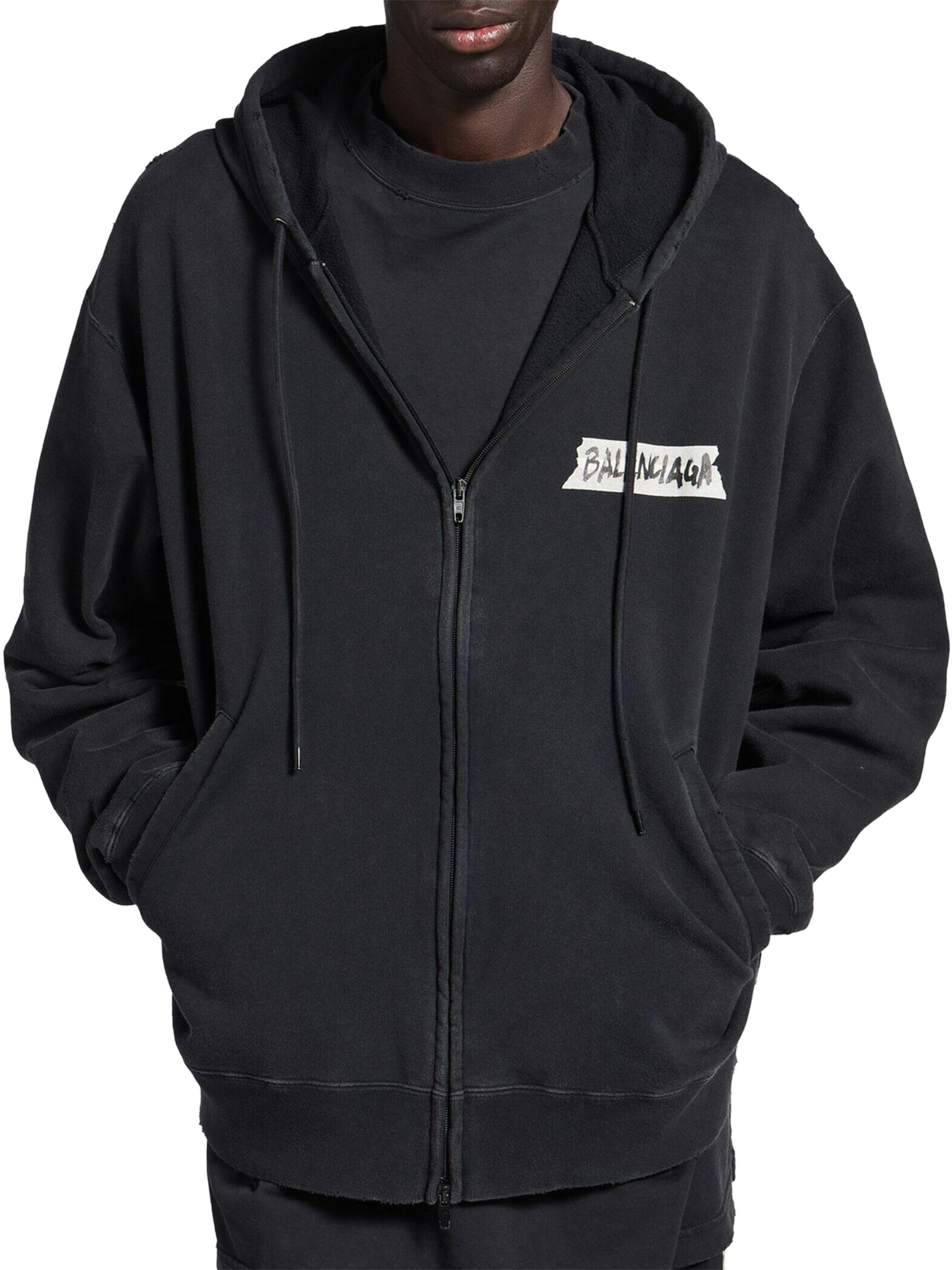 Balenciaga Masking Tape Oversized Zip-Up Hoodie | Saks Fifth Avenue