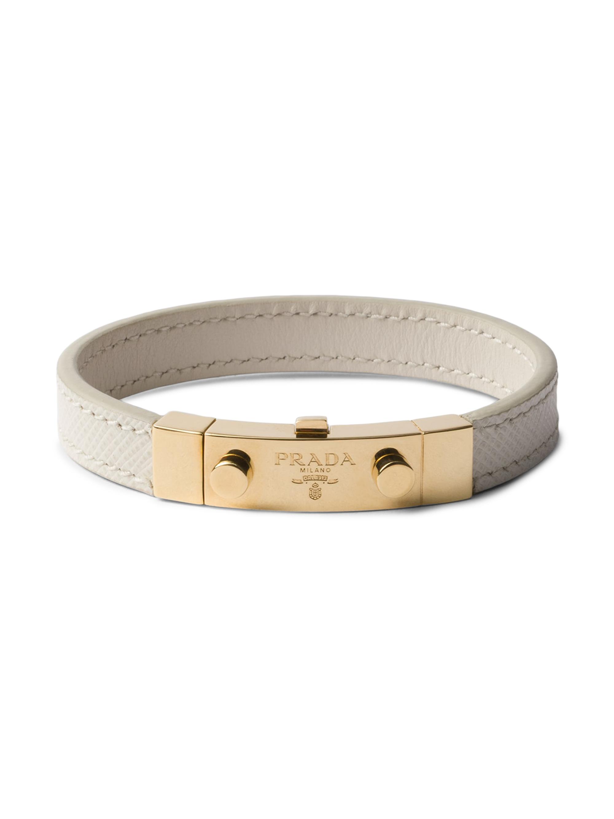 Prada Women's Saffiano Leather Bracelet - Beige