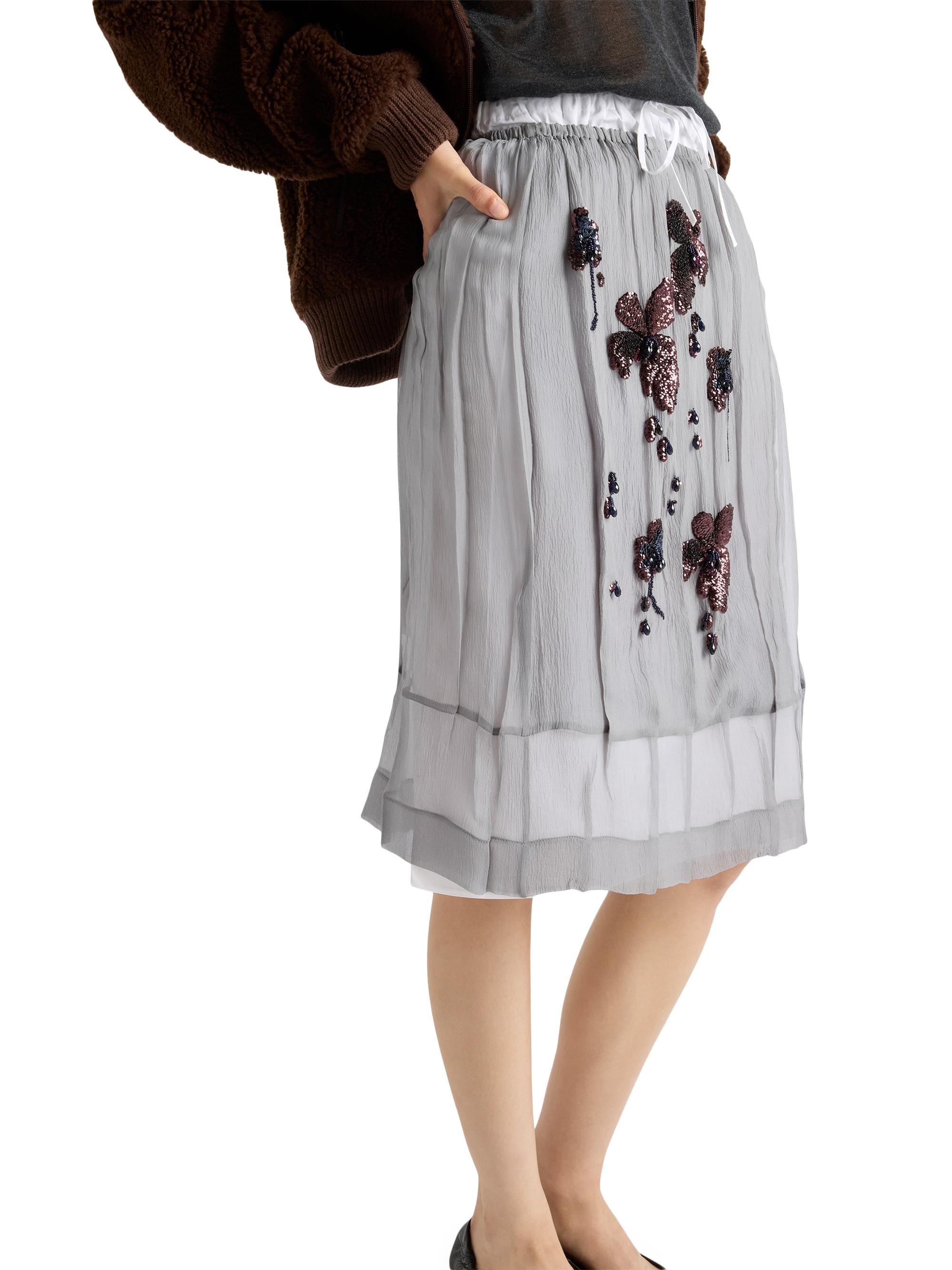 Prada Embroidered Chiffon Midi-Skirt | Saks Fifth Avenue