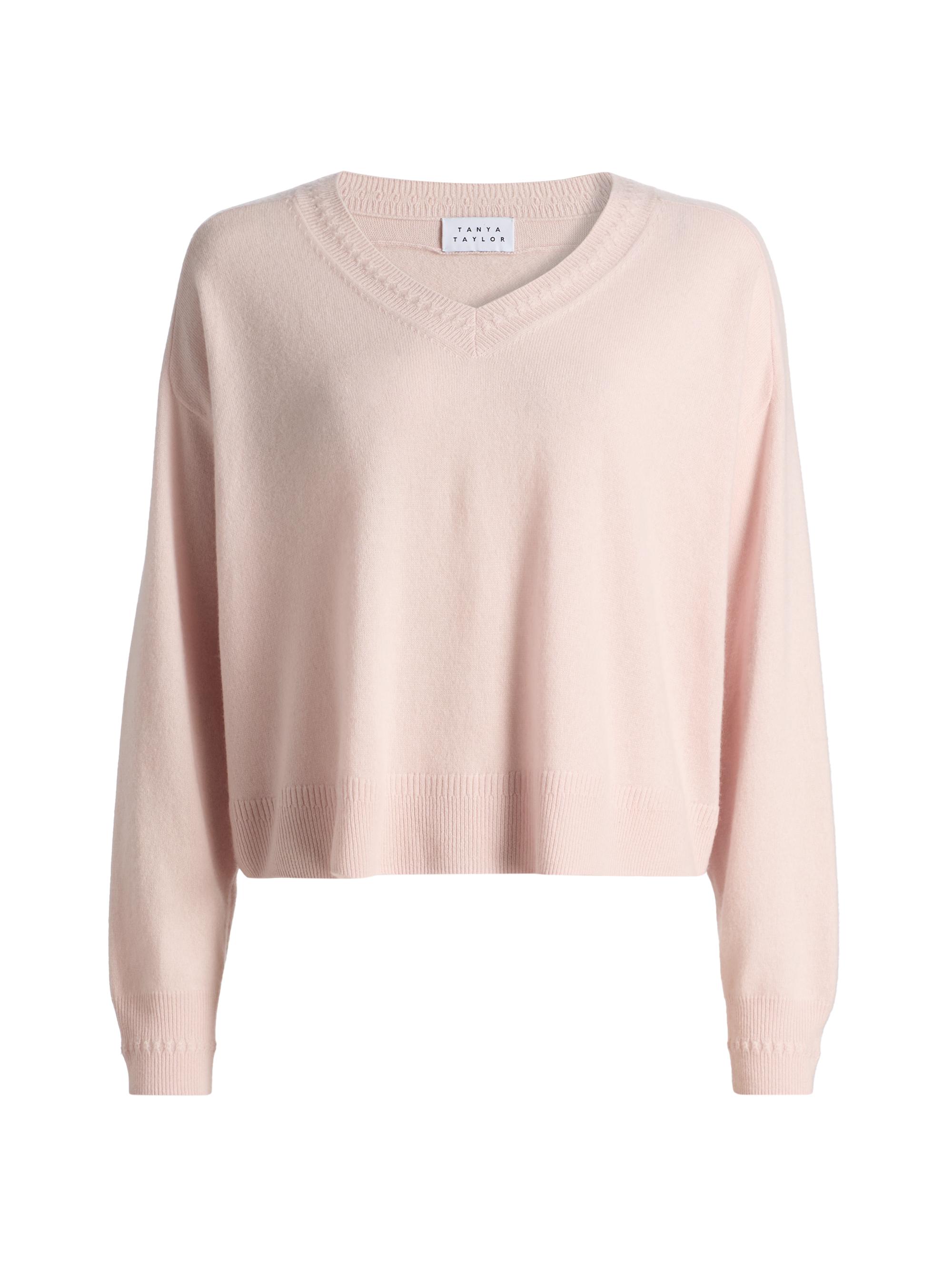 Tanya Taylor Women's Audrey Cashmere V-Neck Sweater - Baby Pink