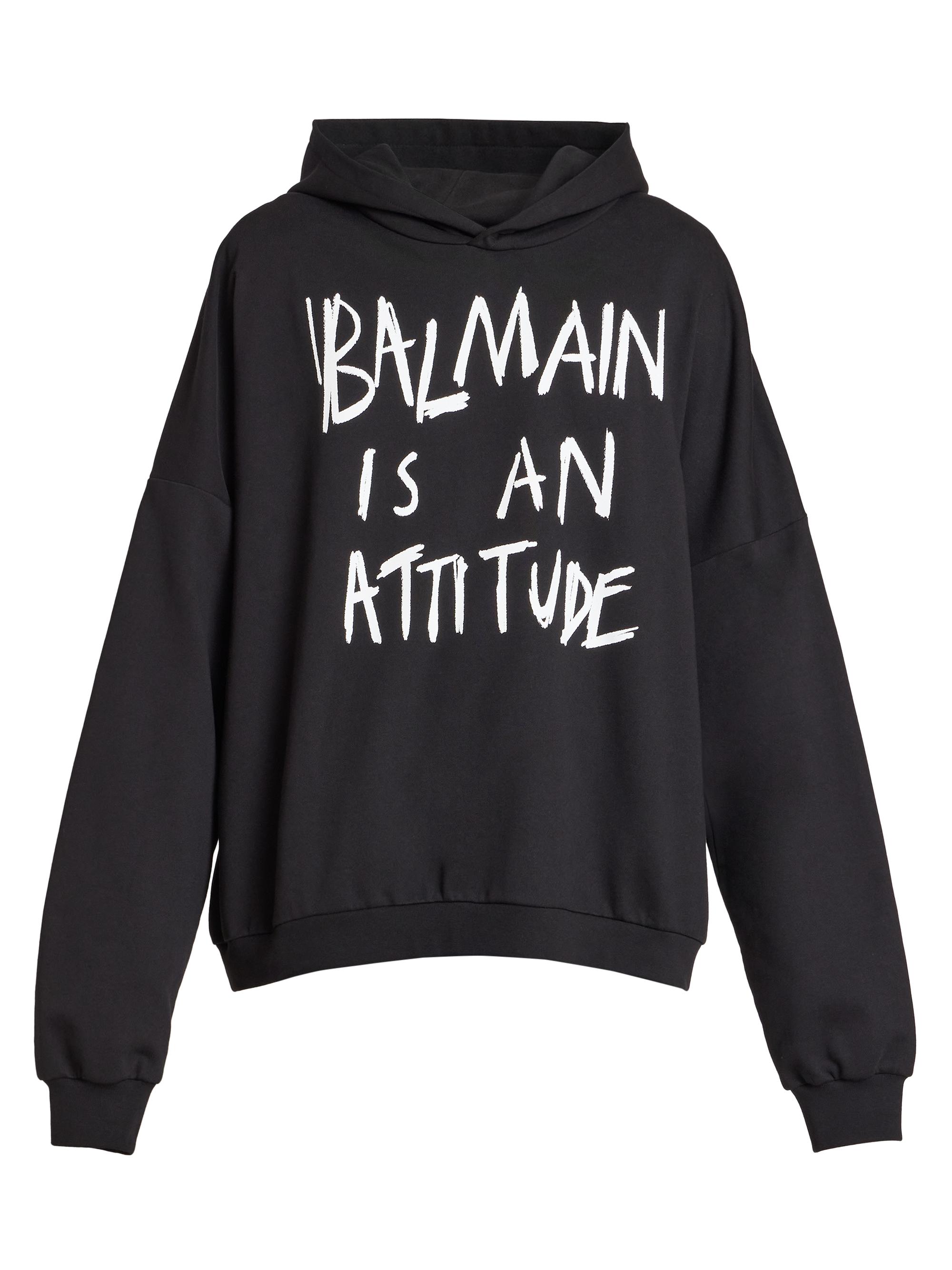 Balmain Logo-Embroidered Cotton Hoodie | Saks Fifth Avenue