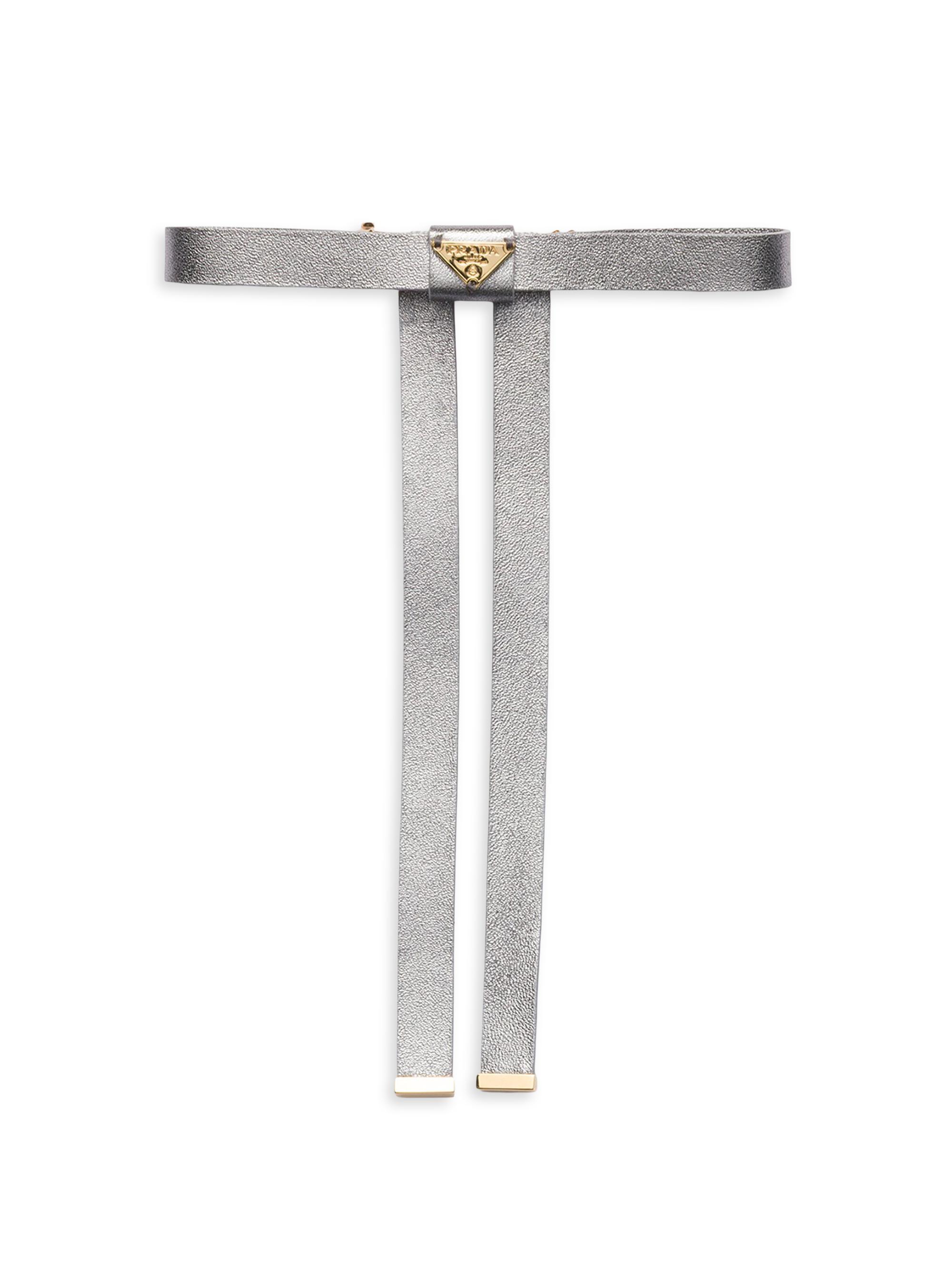 Prada Women's Nappa Leather Hair Clip - Silver