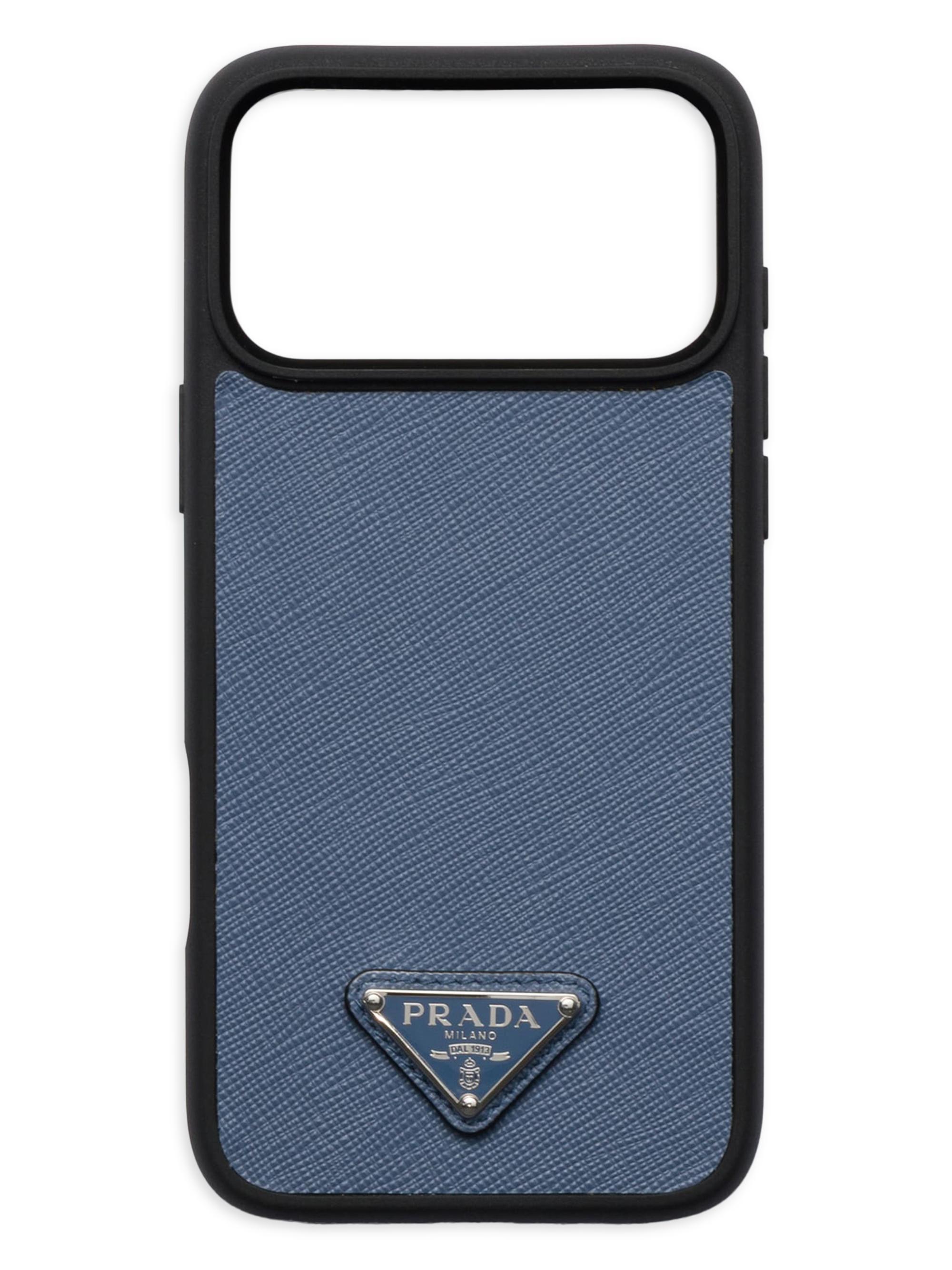 Prada Saffiano Leather Case for iPhone 17 Pro Max - Blue