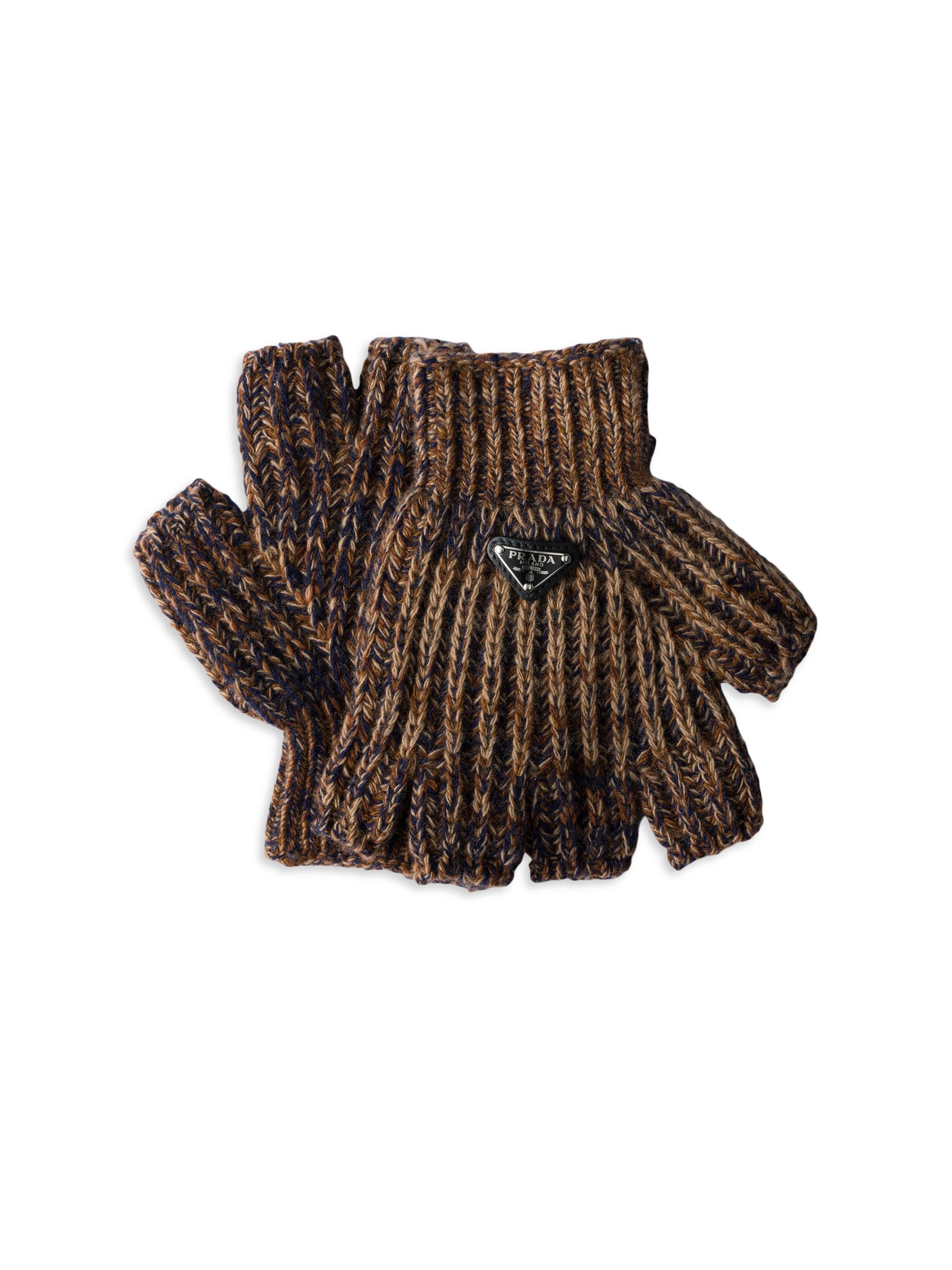 Prada Men's Wool and Cashmere Gloves - Blue