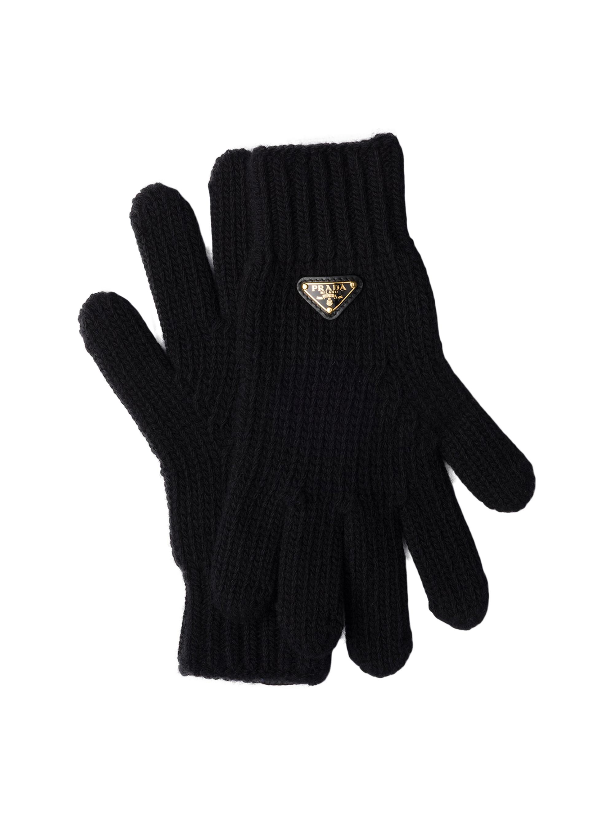 Prada Women's Wool Gloves - Black | Thumbnail 3