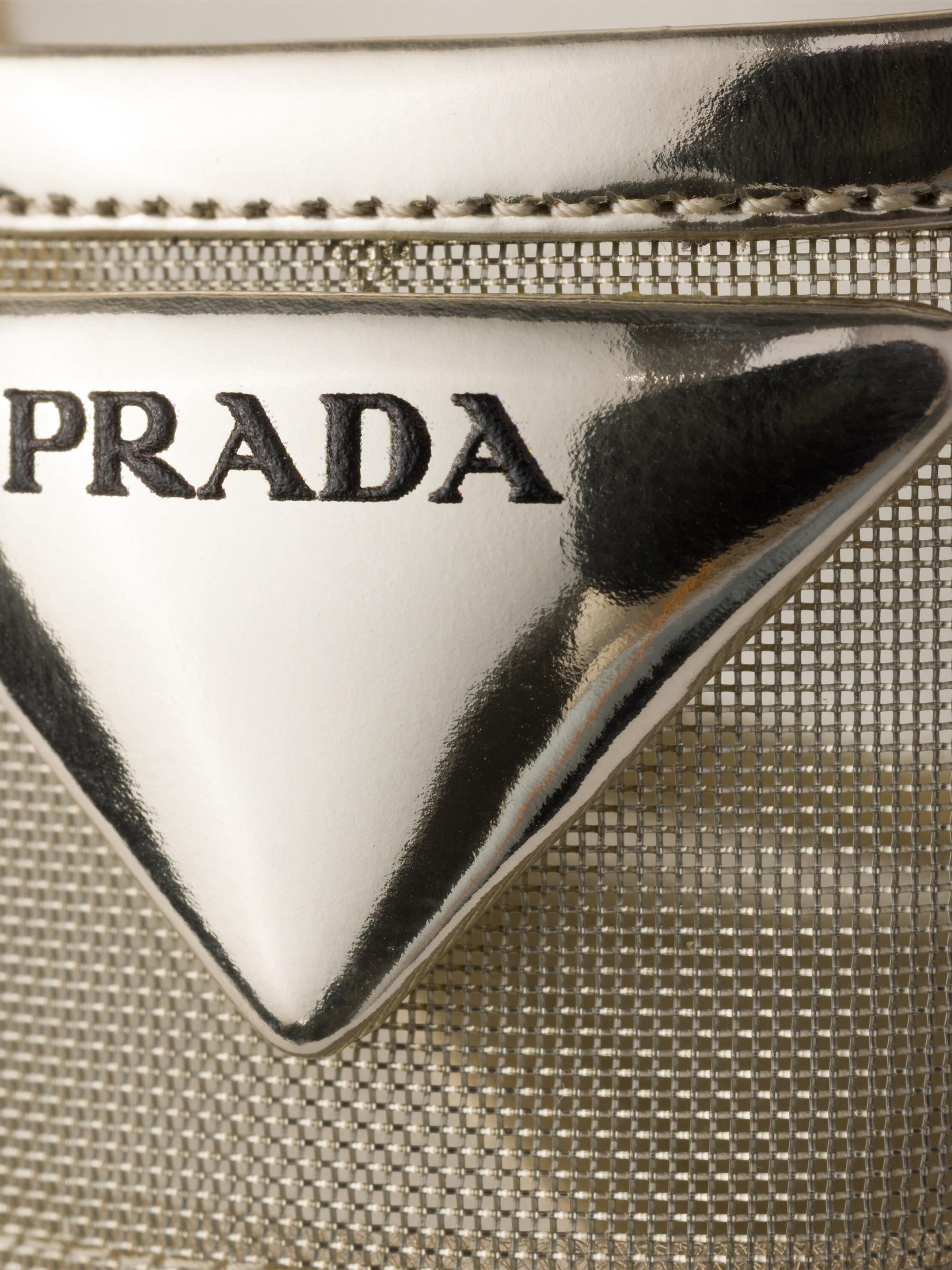 Prada Women's Mesh Fabric Slingback Pumps - Gold - detail view in Gold