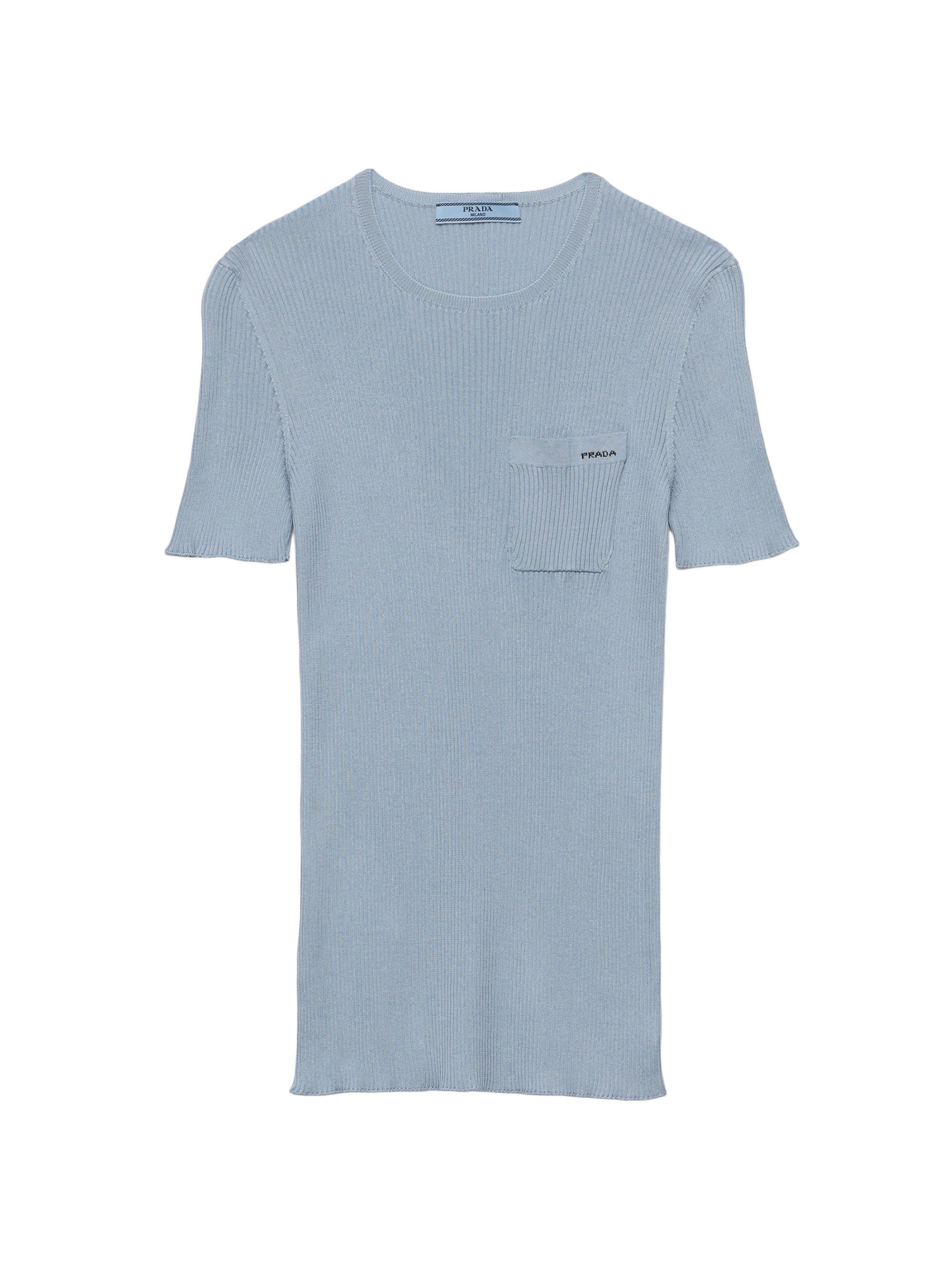 Prada Women's Silk Crew-Neck Sweater - Blue