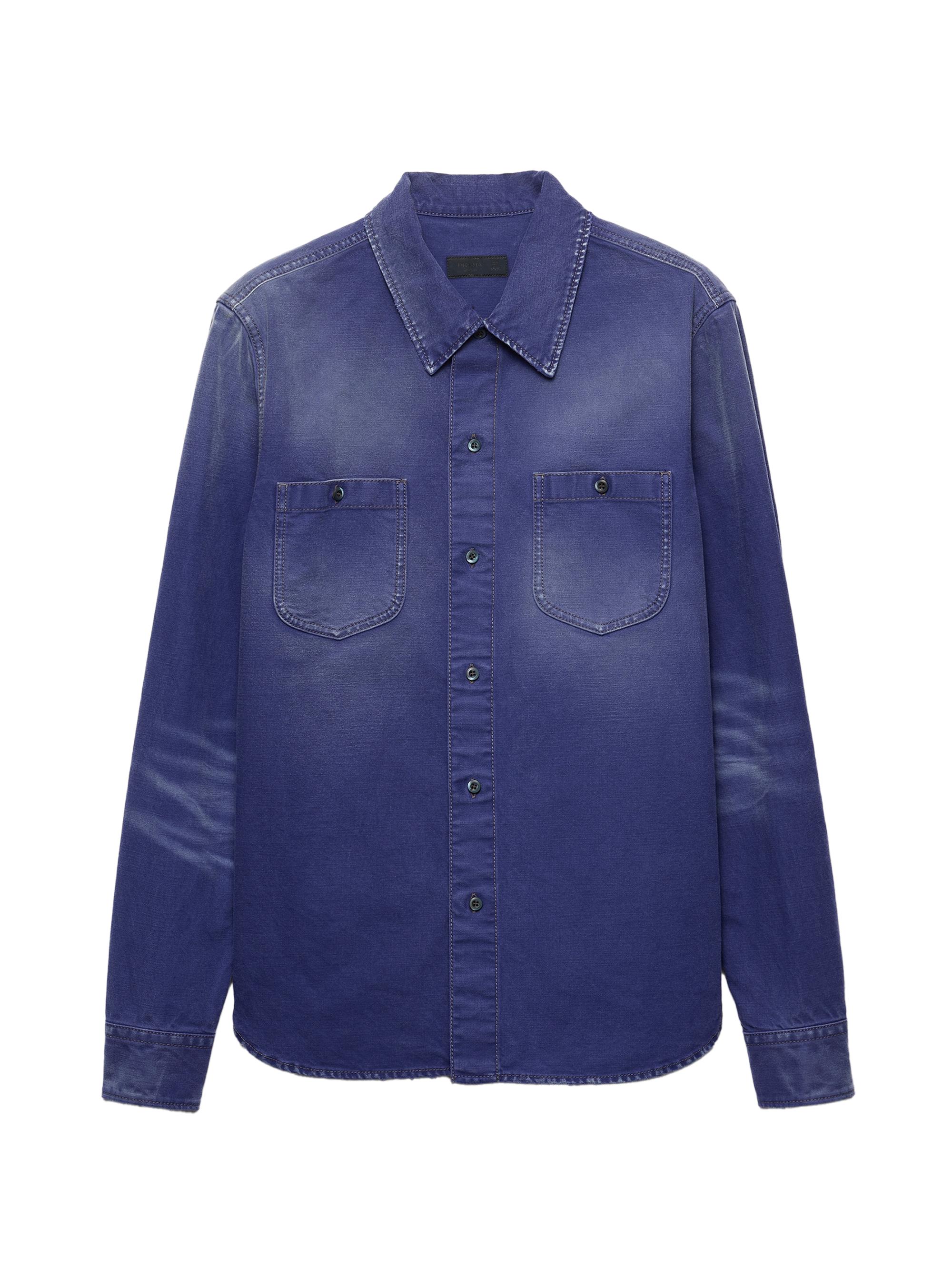 Prada Men's Cotton Twill Shirt - Blue