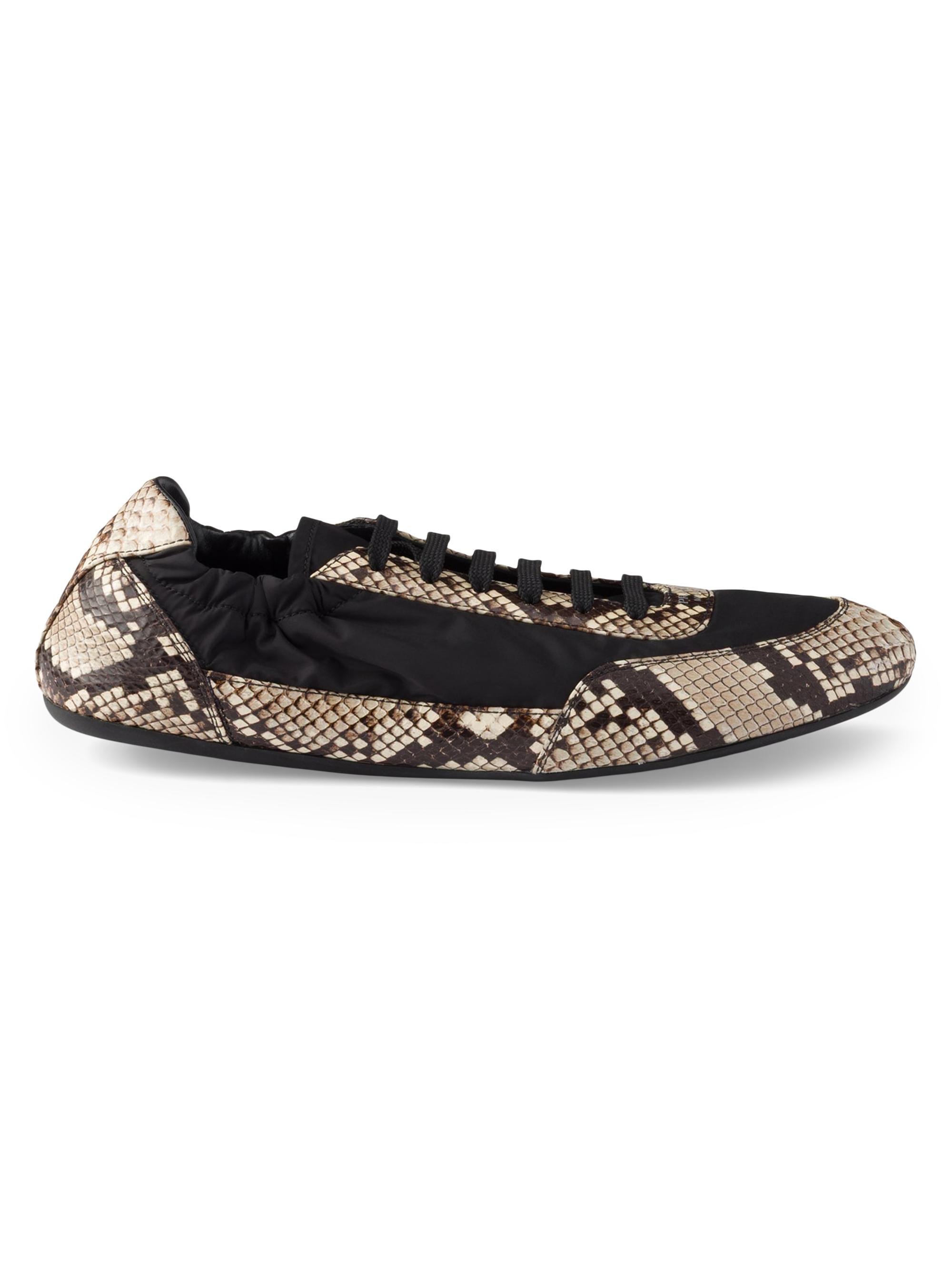 Prada Women's Collapse Re-Nylon and Printed Ayers Leather Sneakers - Black