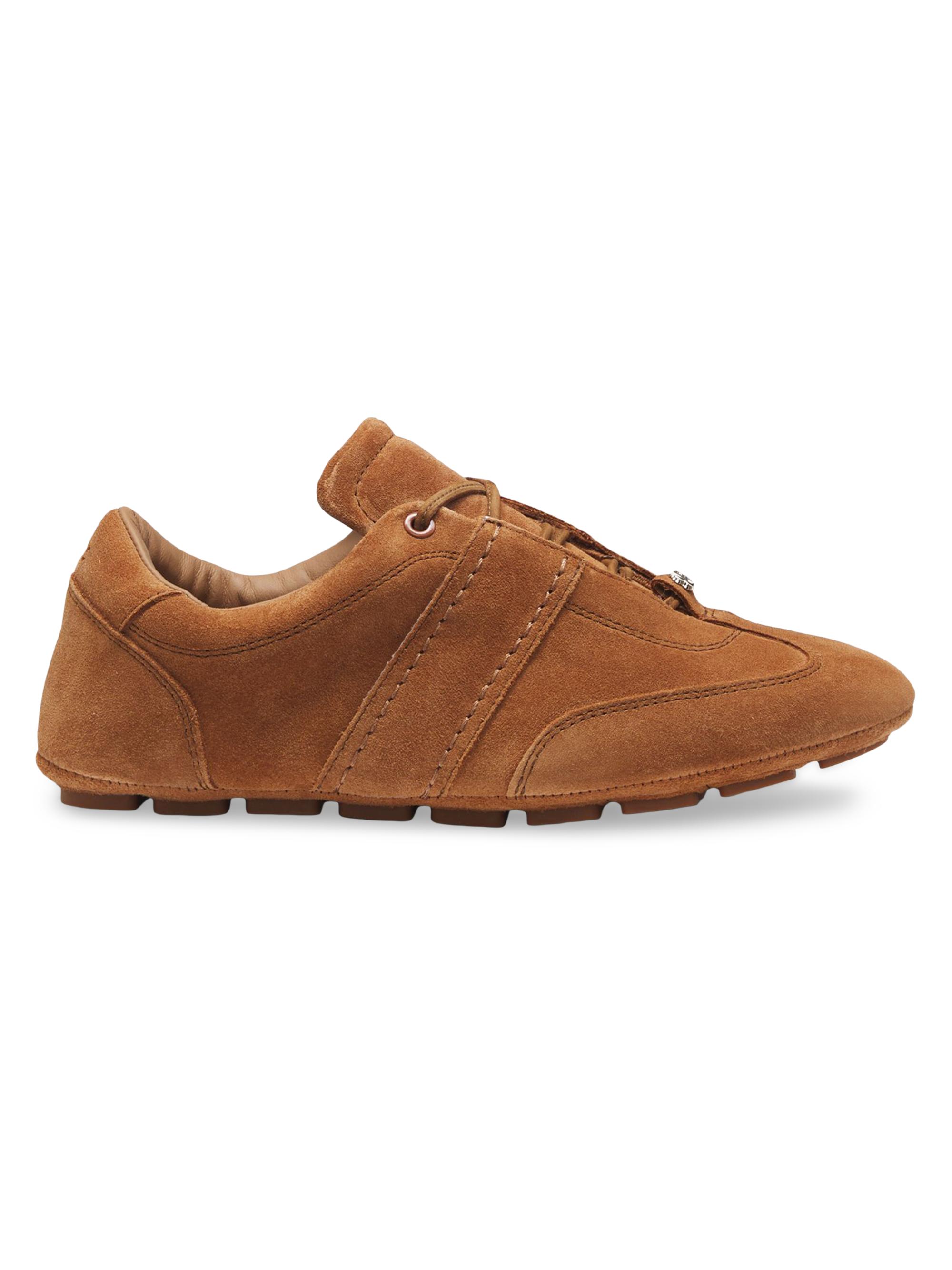BOSS Women's Suede Trainers Sneakers with Double B Monogram - Brown