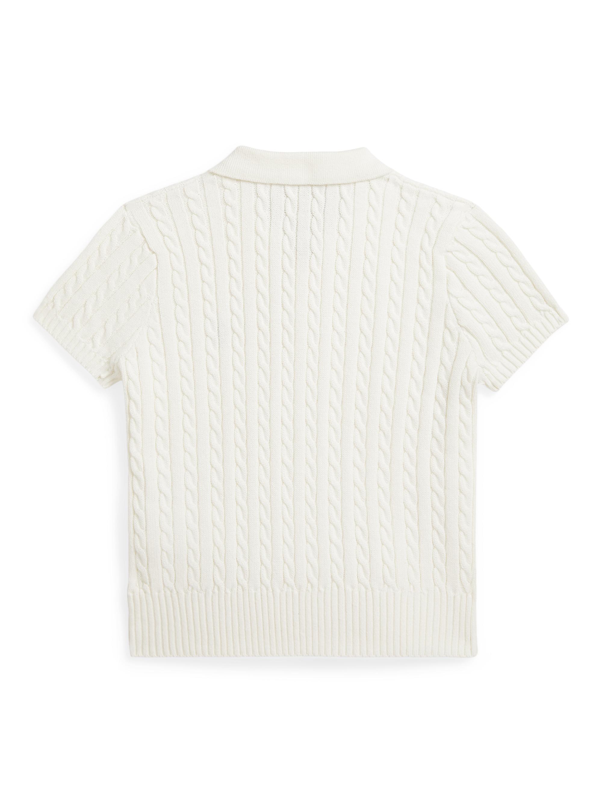 Little Girl's & Girl's Cable-Knit Polo Sweater