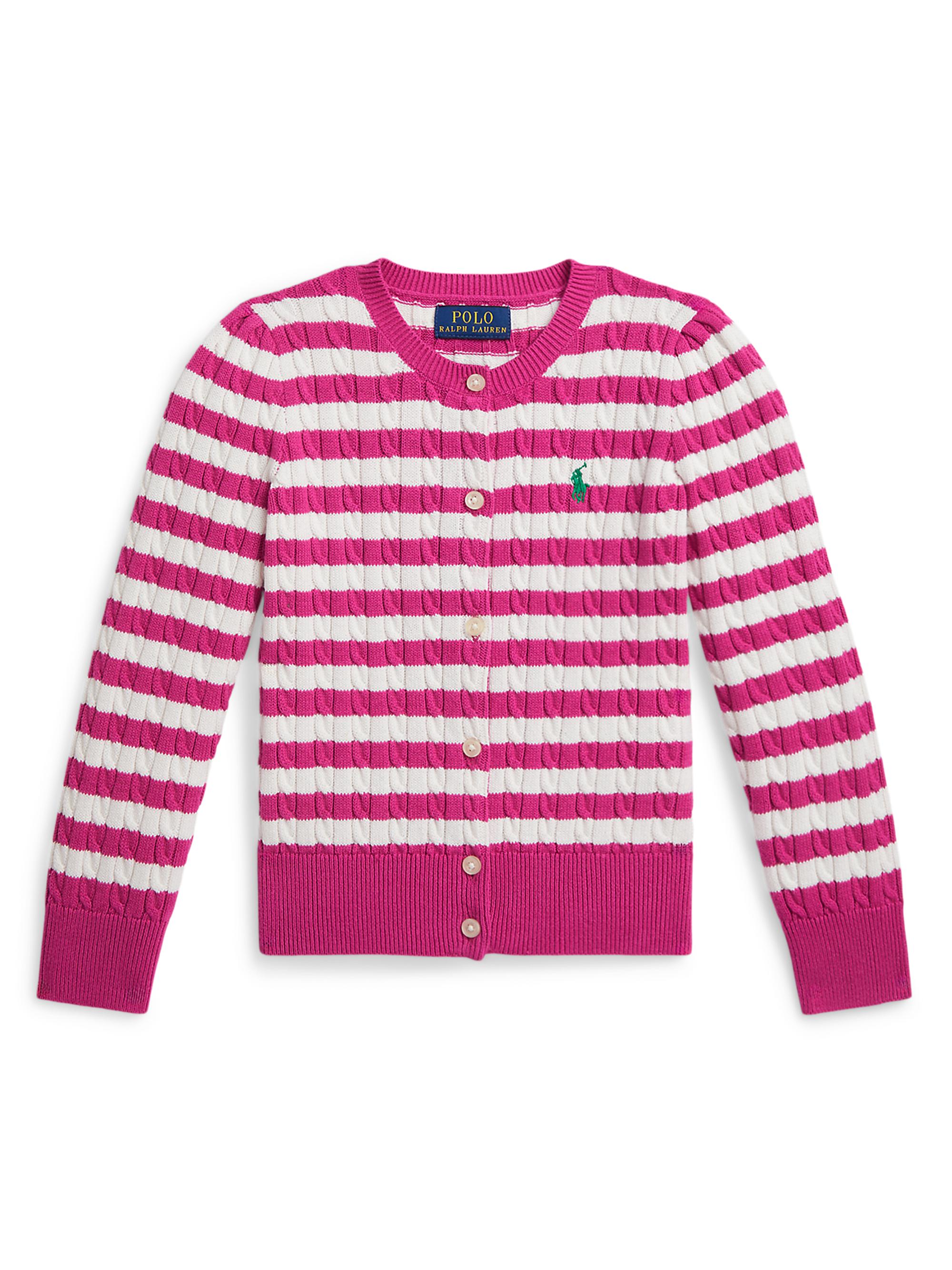Little Girl's & Girl's Cable-Knit Polo Sweater