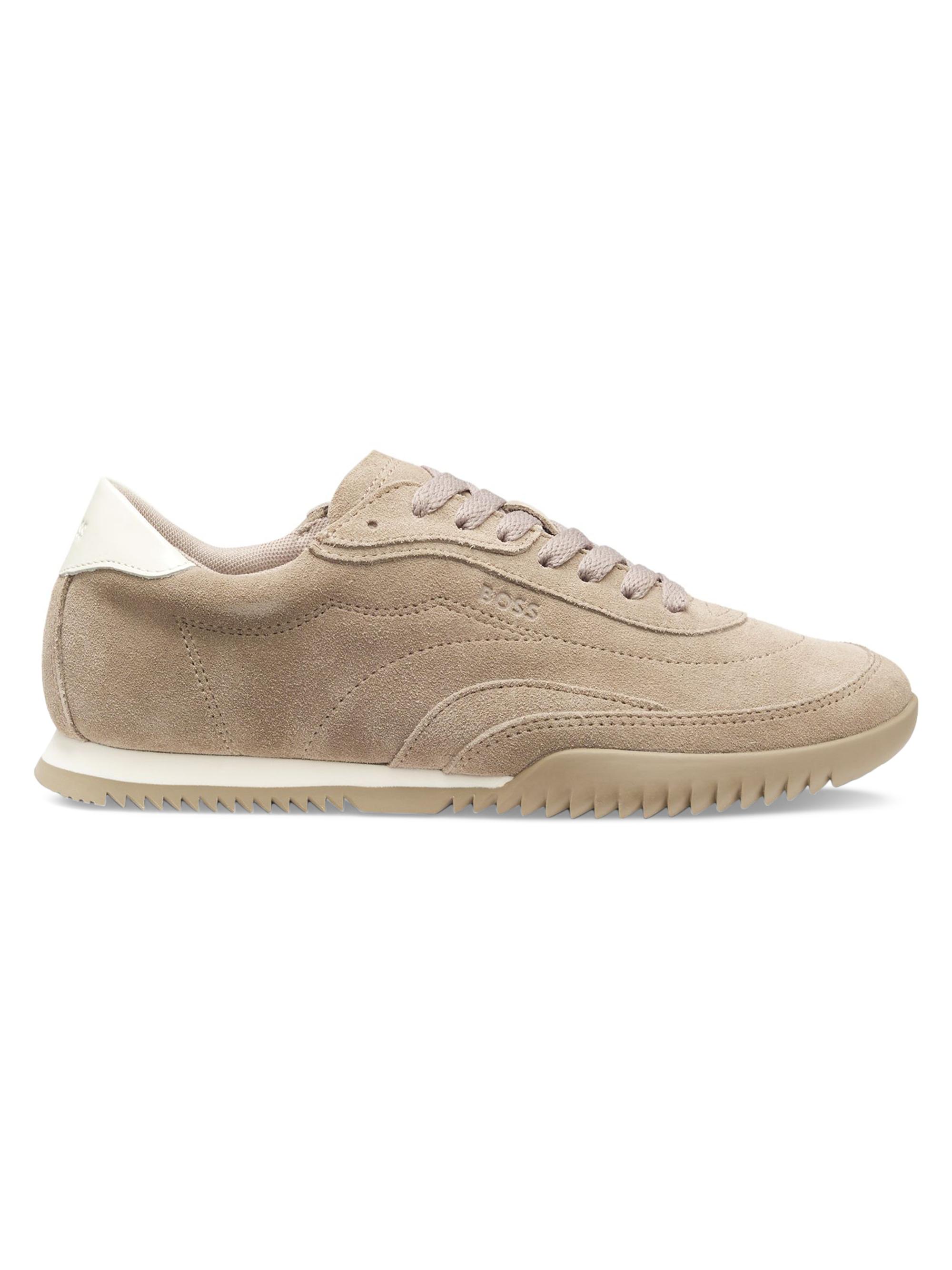 BOSS Women's Leather Back-Tab Trainers Sneakers in Suede - Brown