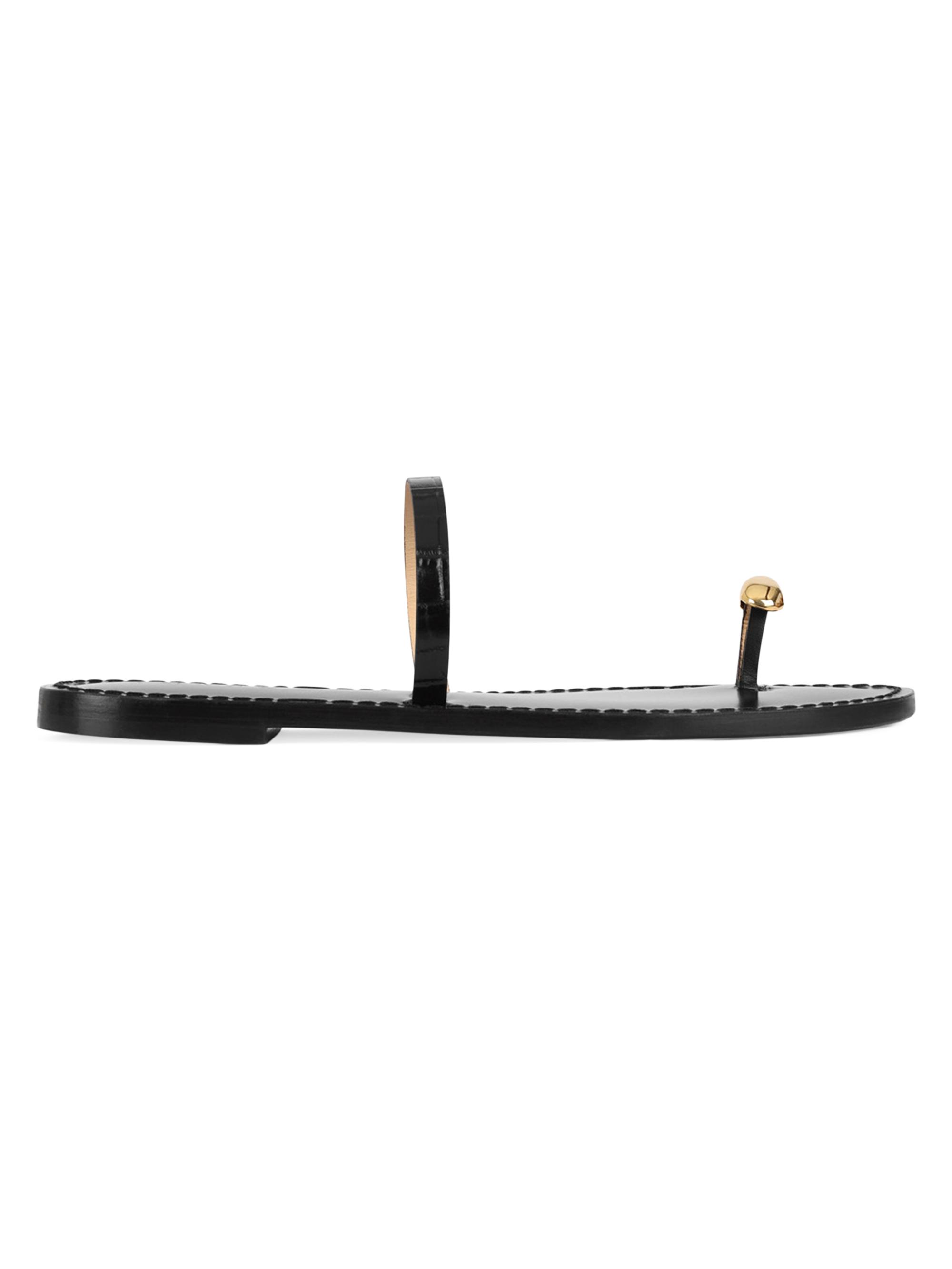 Amanu Women's 21 The Kibera Toe-Ring Leather Sandals - Black
