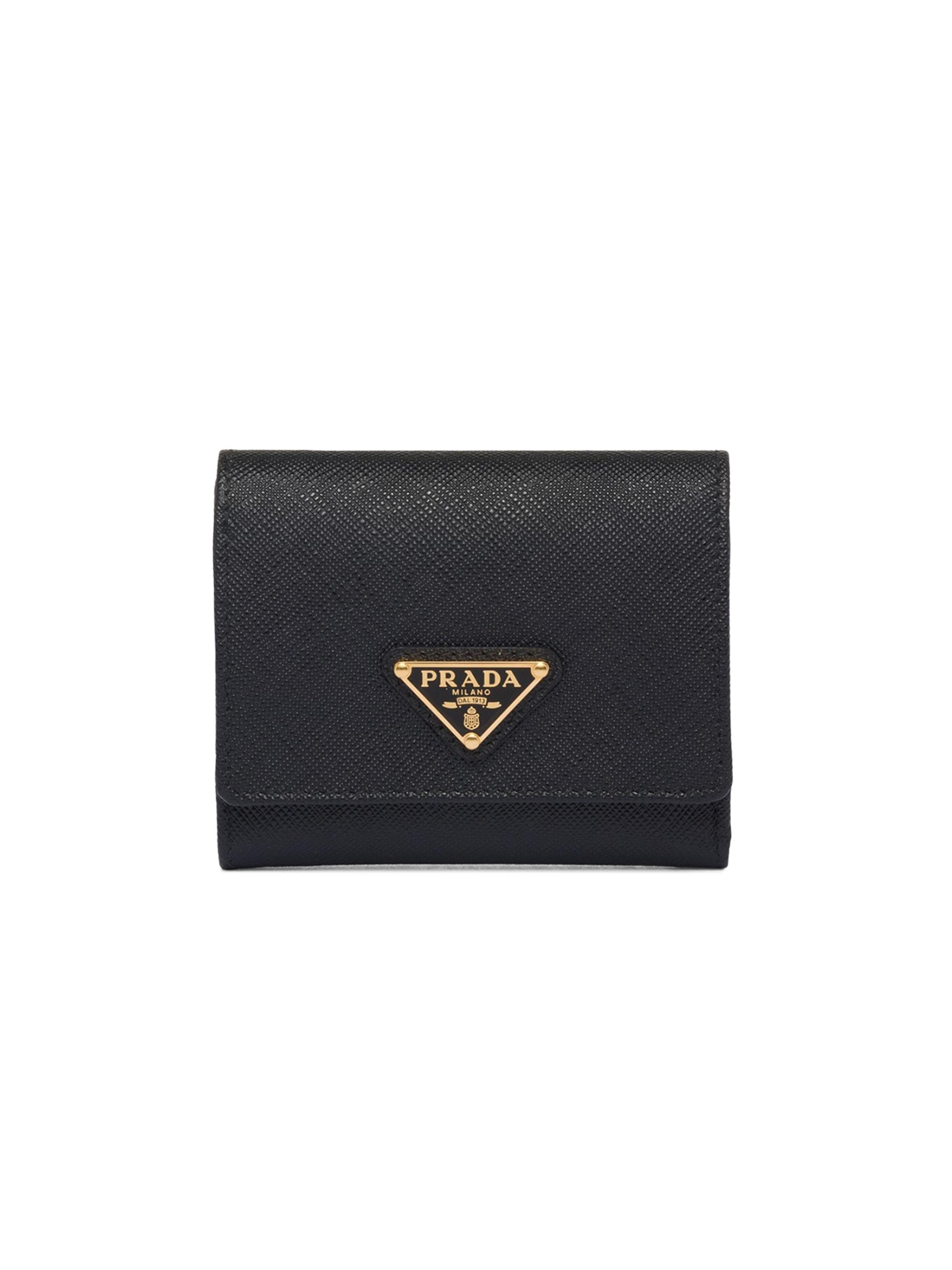 Prada Women's  Saffiano Leather Wallet - Black Gold