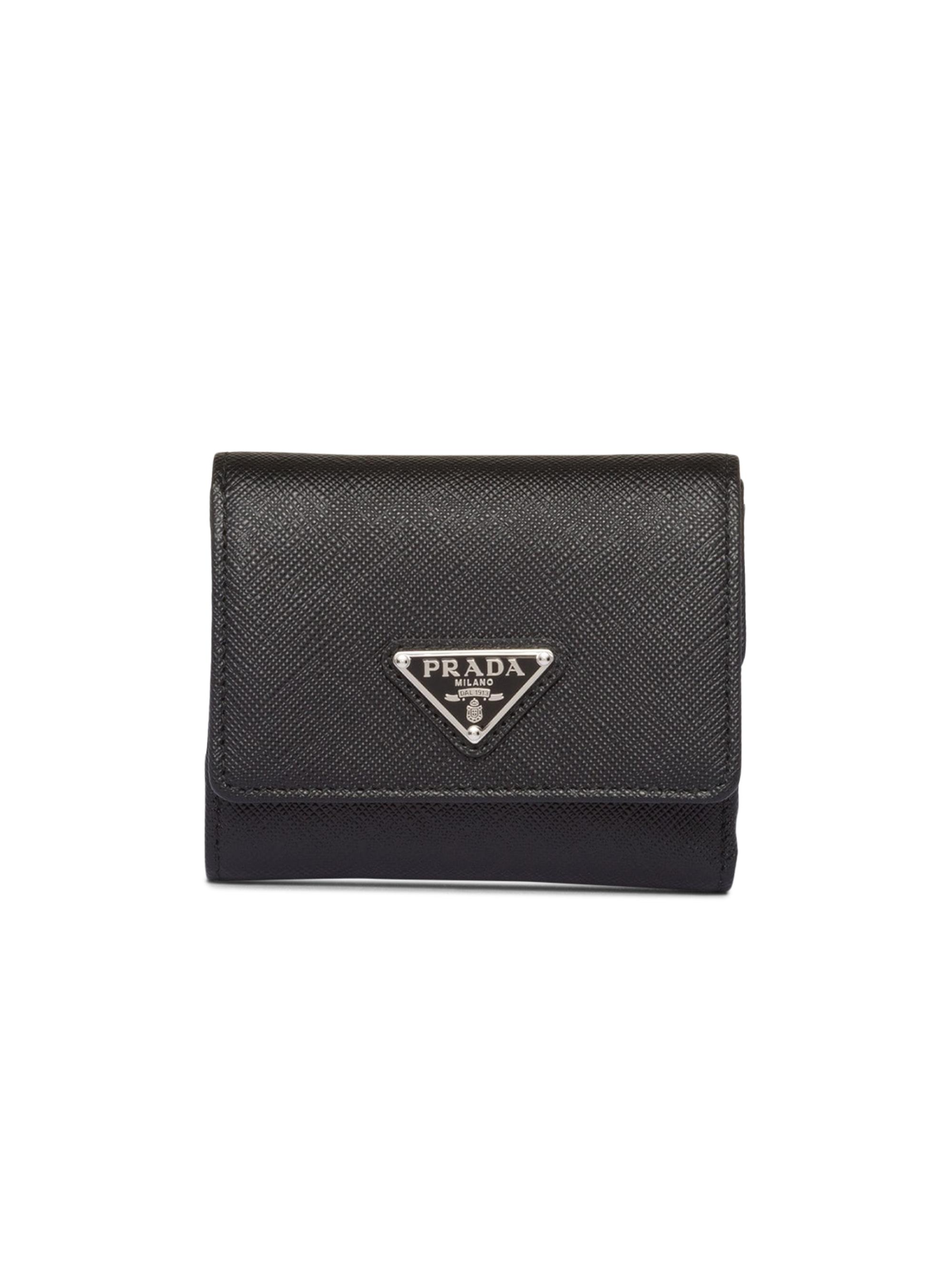 Prada Women's  Saffiano Leather Wallet - Black Silver