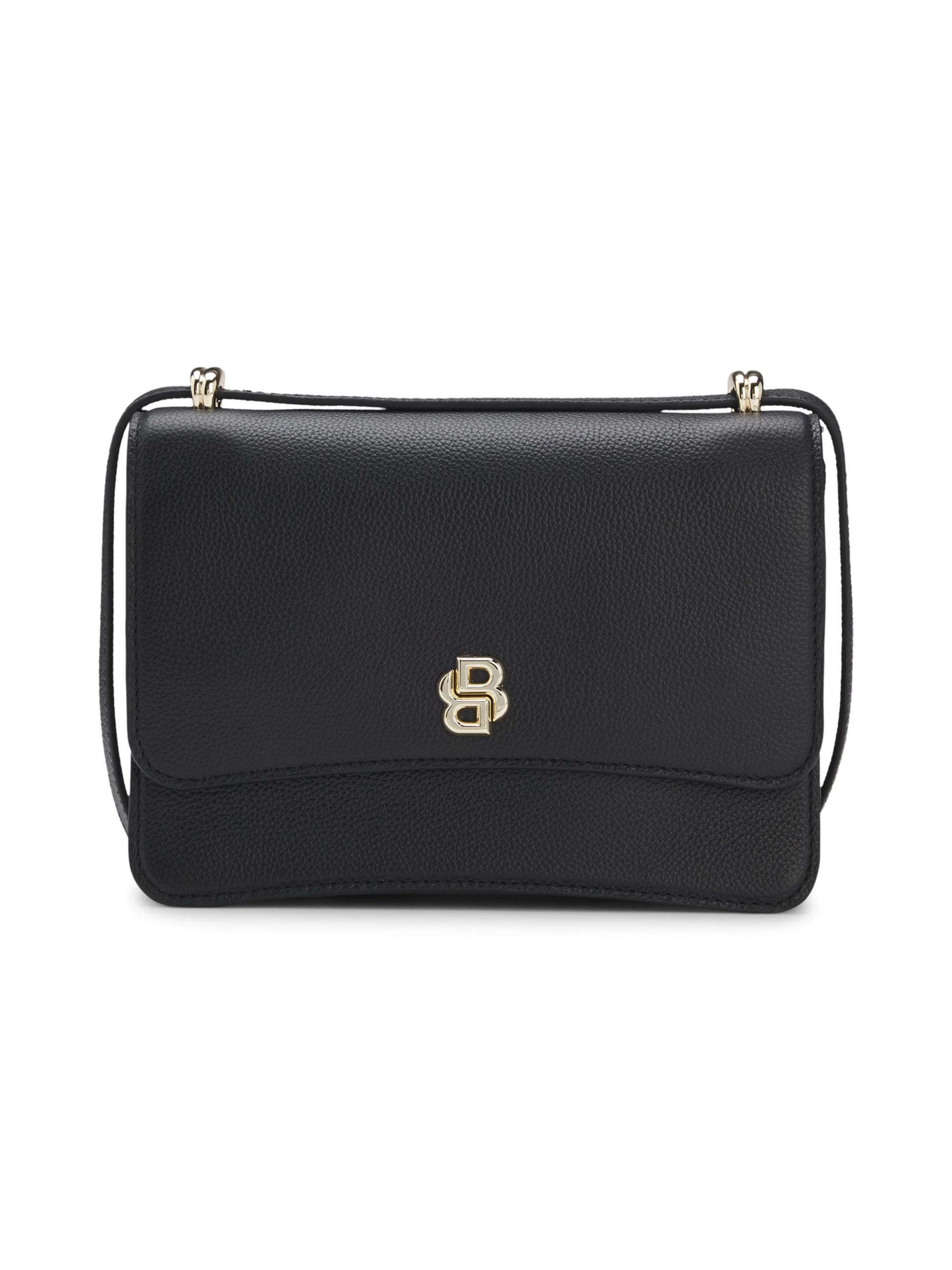 BOSS Women's Leather Crossbody Bag with Double B Monogram - Black